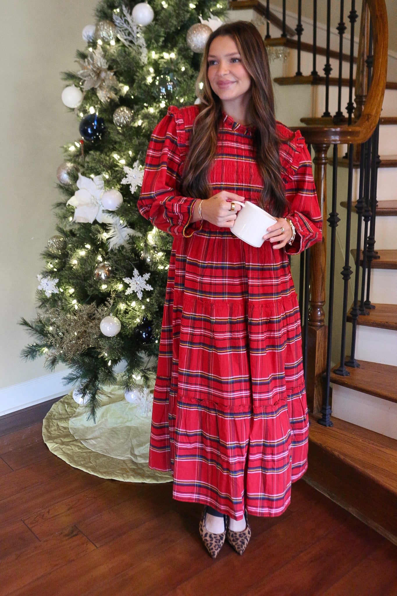 Holiday Muse Red Walton Plaid Midi Dress