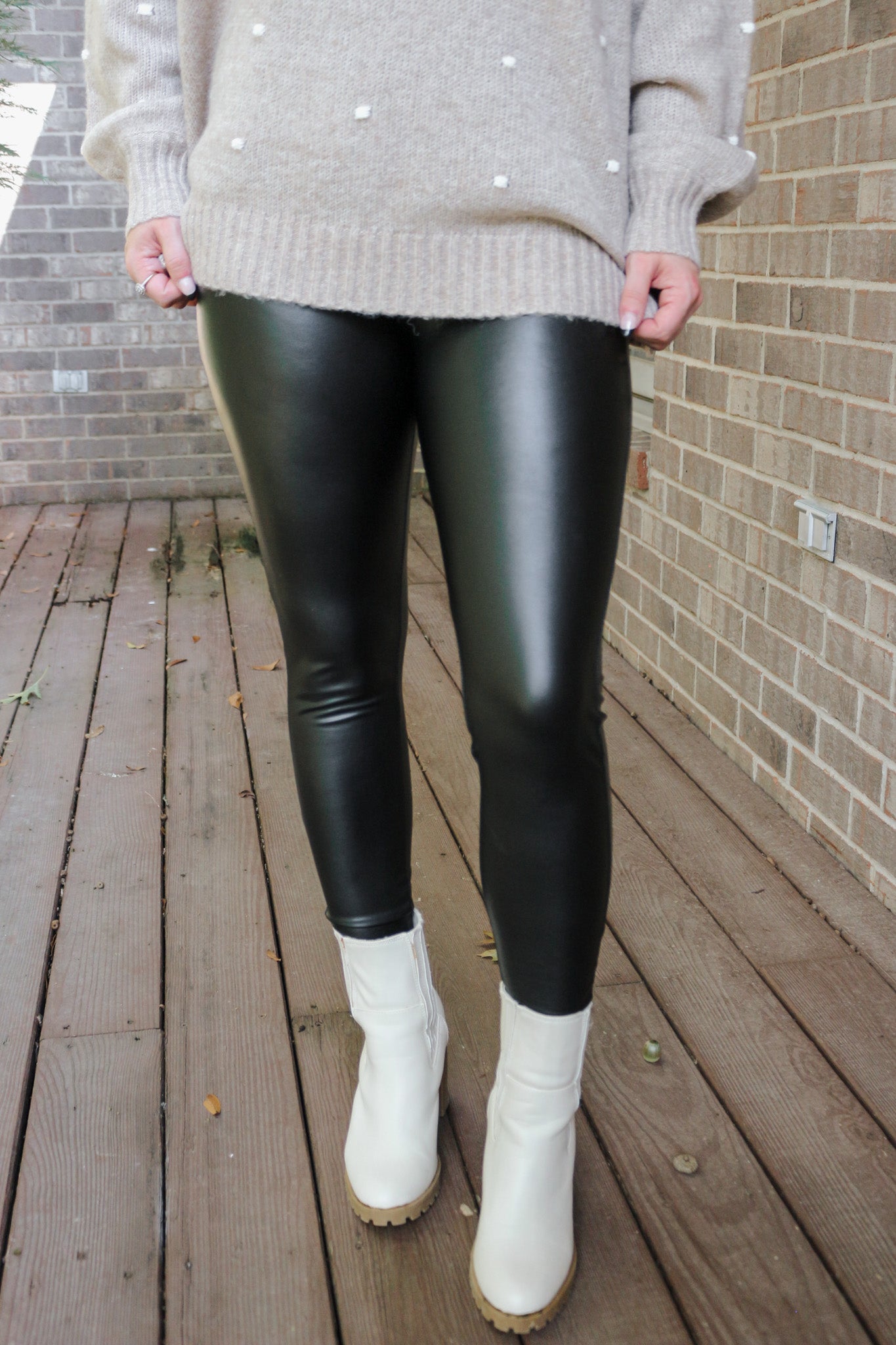 Let Me Do The Talking Black Leather Leggings