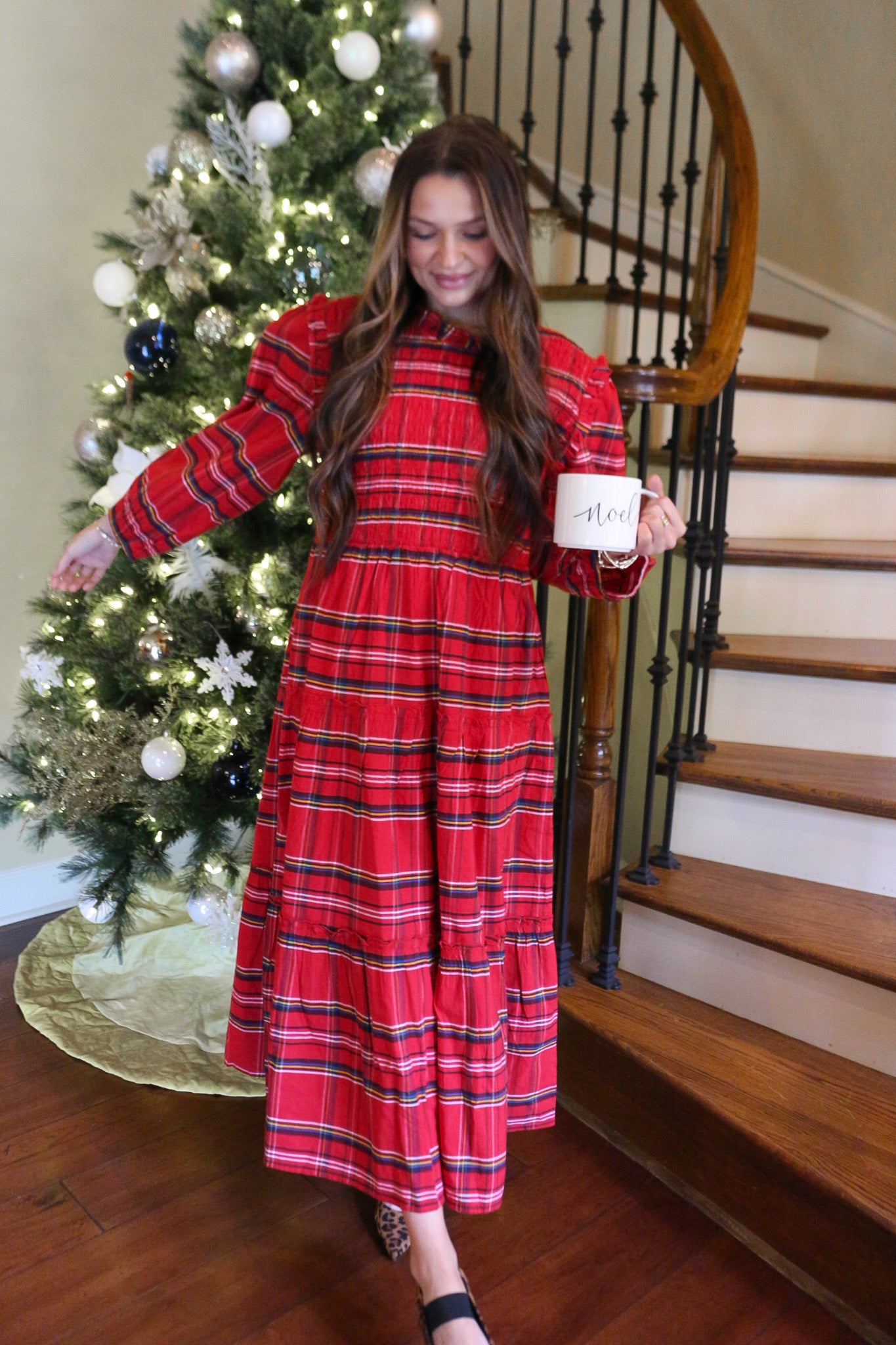 Holiday Muse Red Walton Plaid Midi Dress