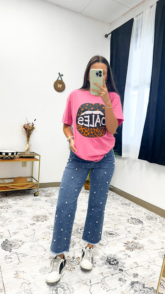 Dales Leopard Lip Pink Graphic Tee