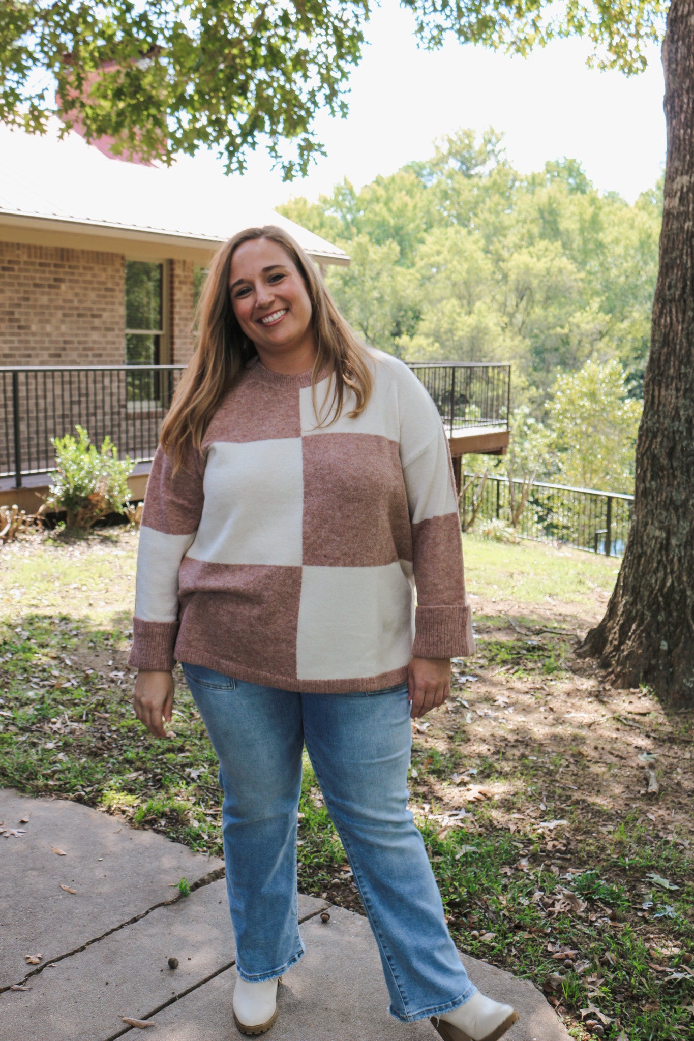 Autumn Upgrade Tan Checker Sweater