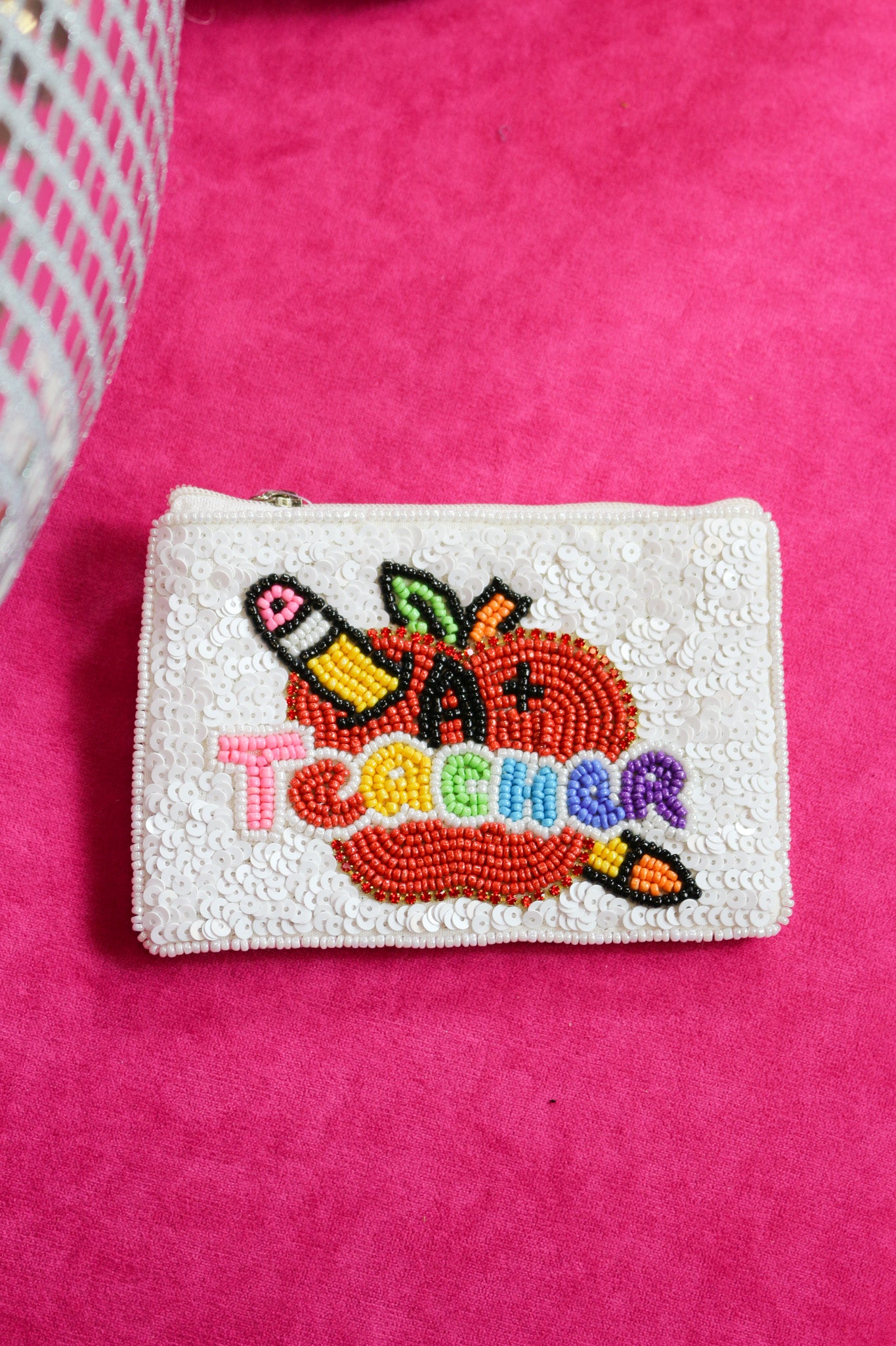 Teacher Beaded Coin Pouch