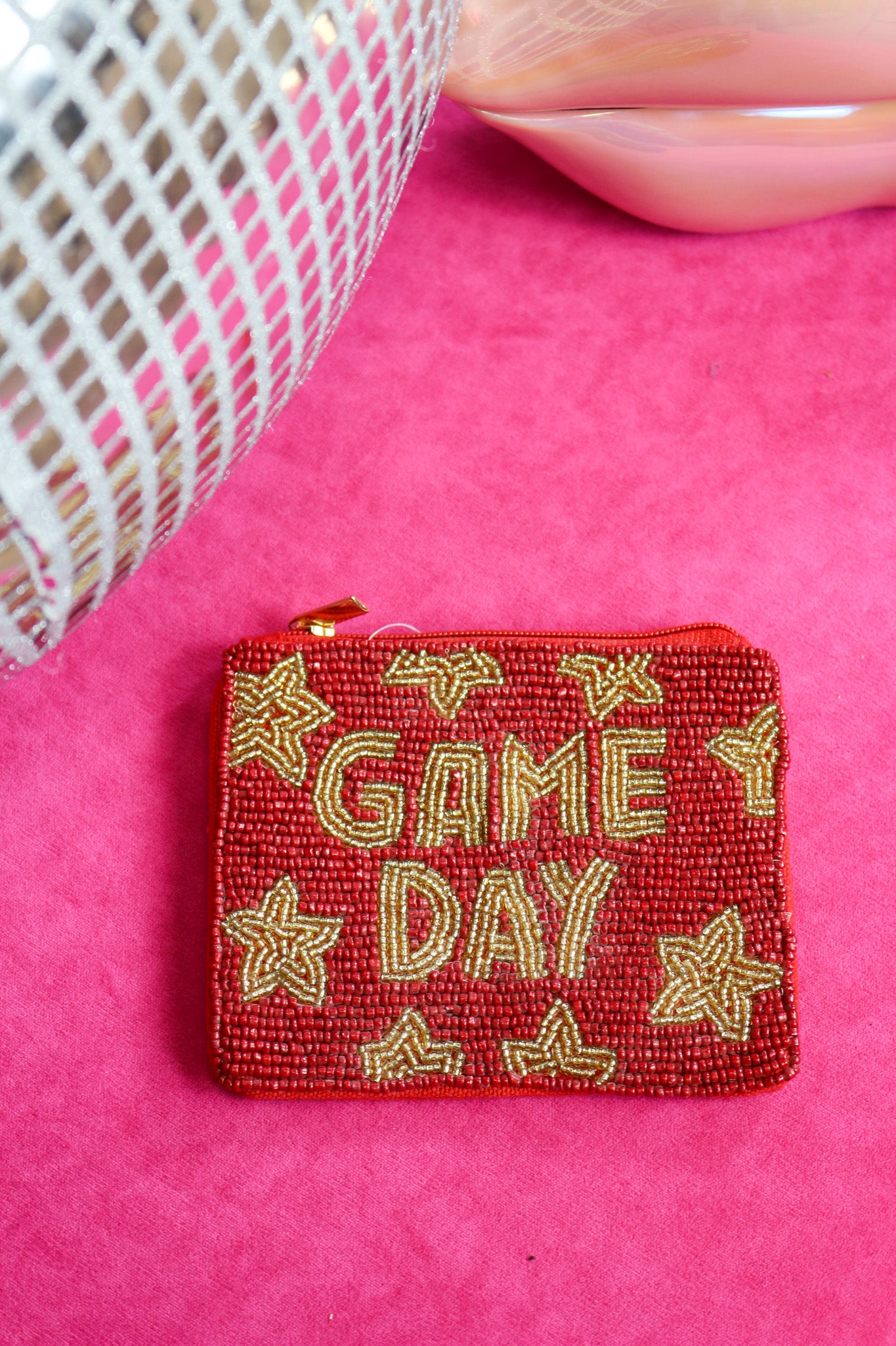 Game Day Beaded Coin Pouch