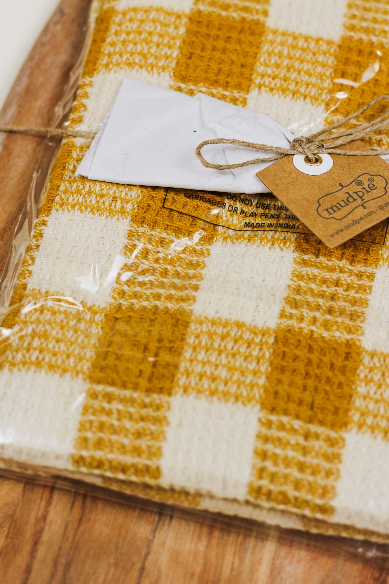 Yellow Plaid Cloth & Board Set MudPie