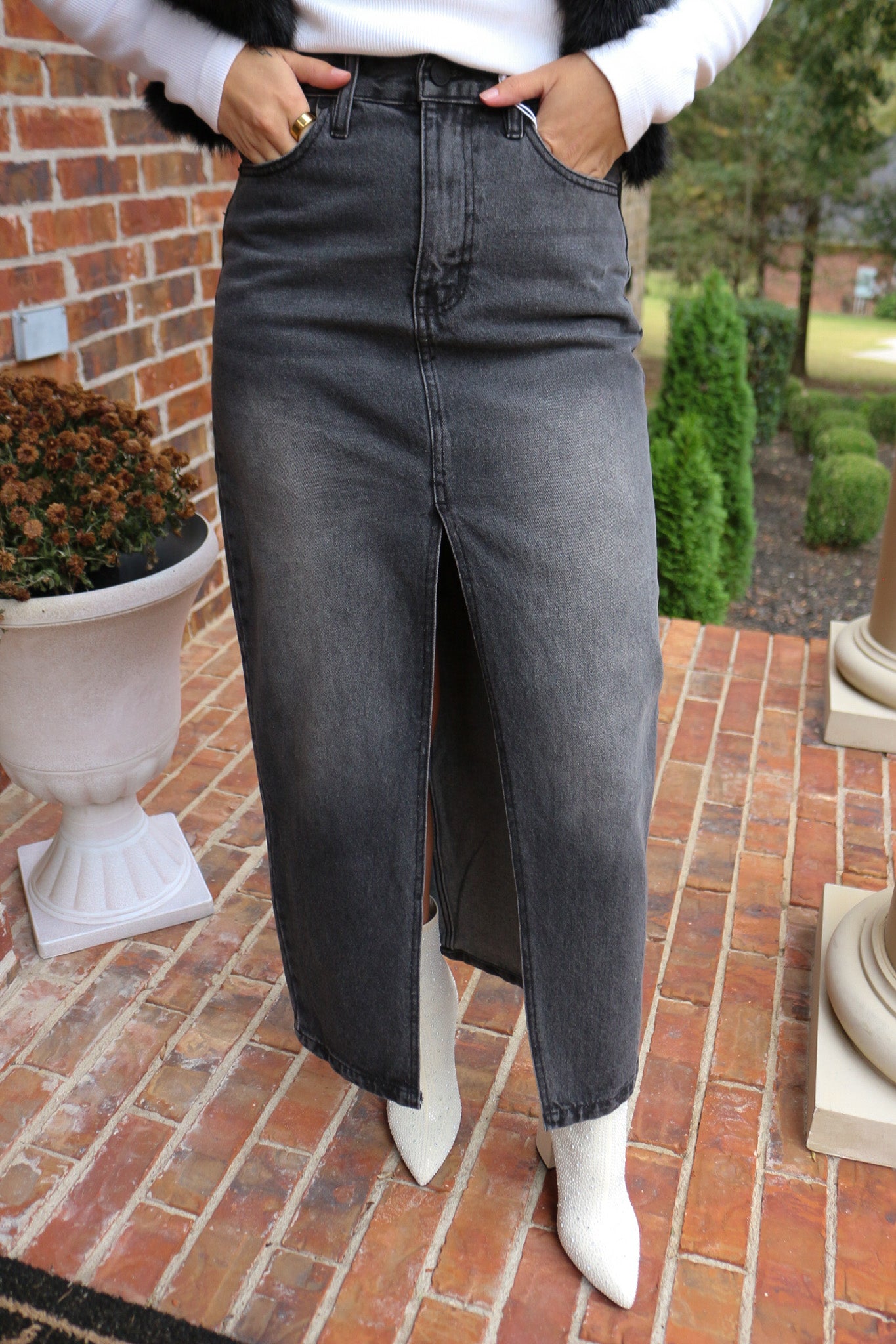 Royca 90's Black Denim Maxi Skirt By KanCan