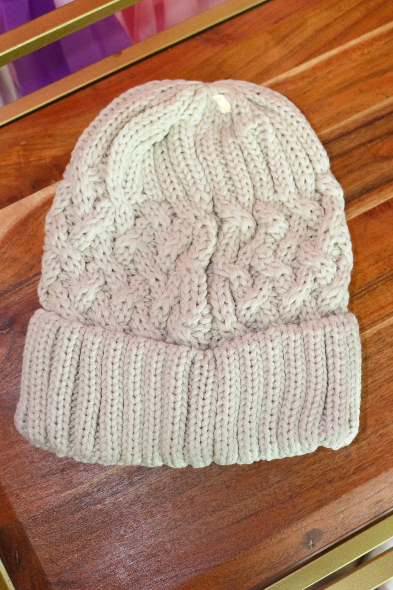 Lattice Knit Cuff C.C Beanie -2 Colors