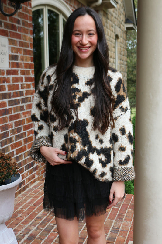 Boundless Desires Cream Leopard Sweater