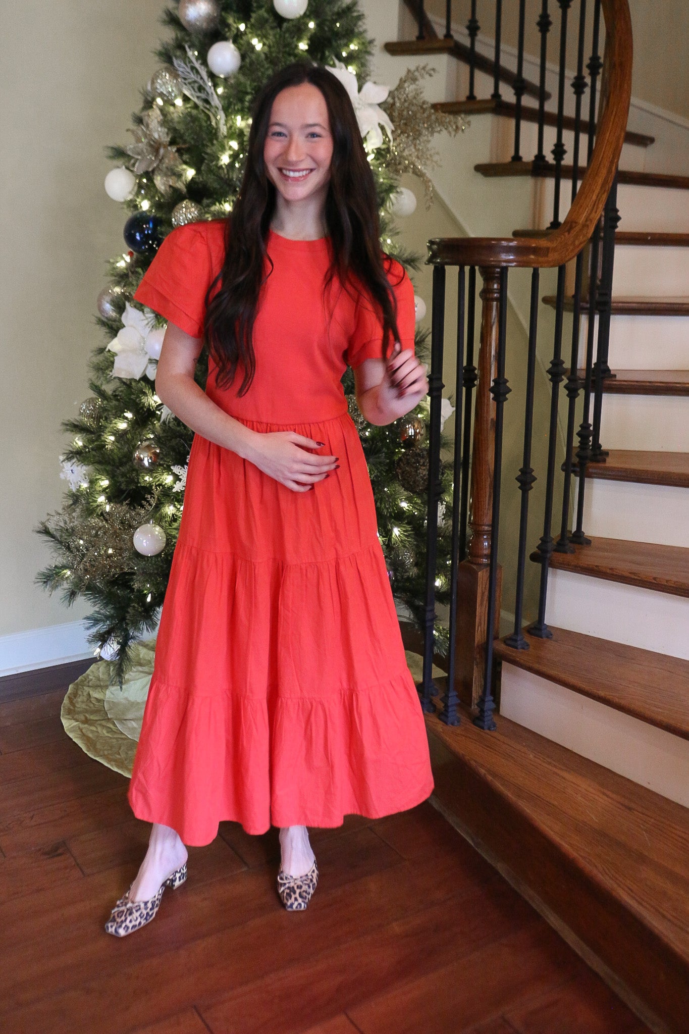 Signature Pose Red Patton Midi Dress