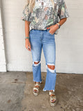 Harley High Rise Crop Straight Leg Risen Jeans