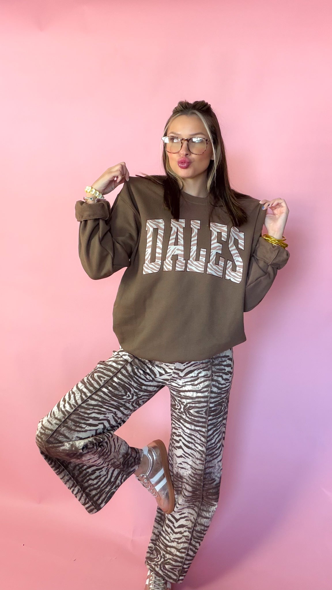 Women's Brown Dales Zebra Print Sweatshirt | Dales Clothing
