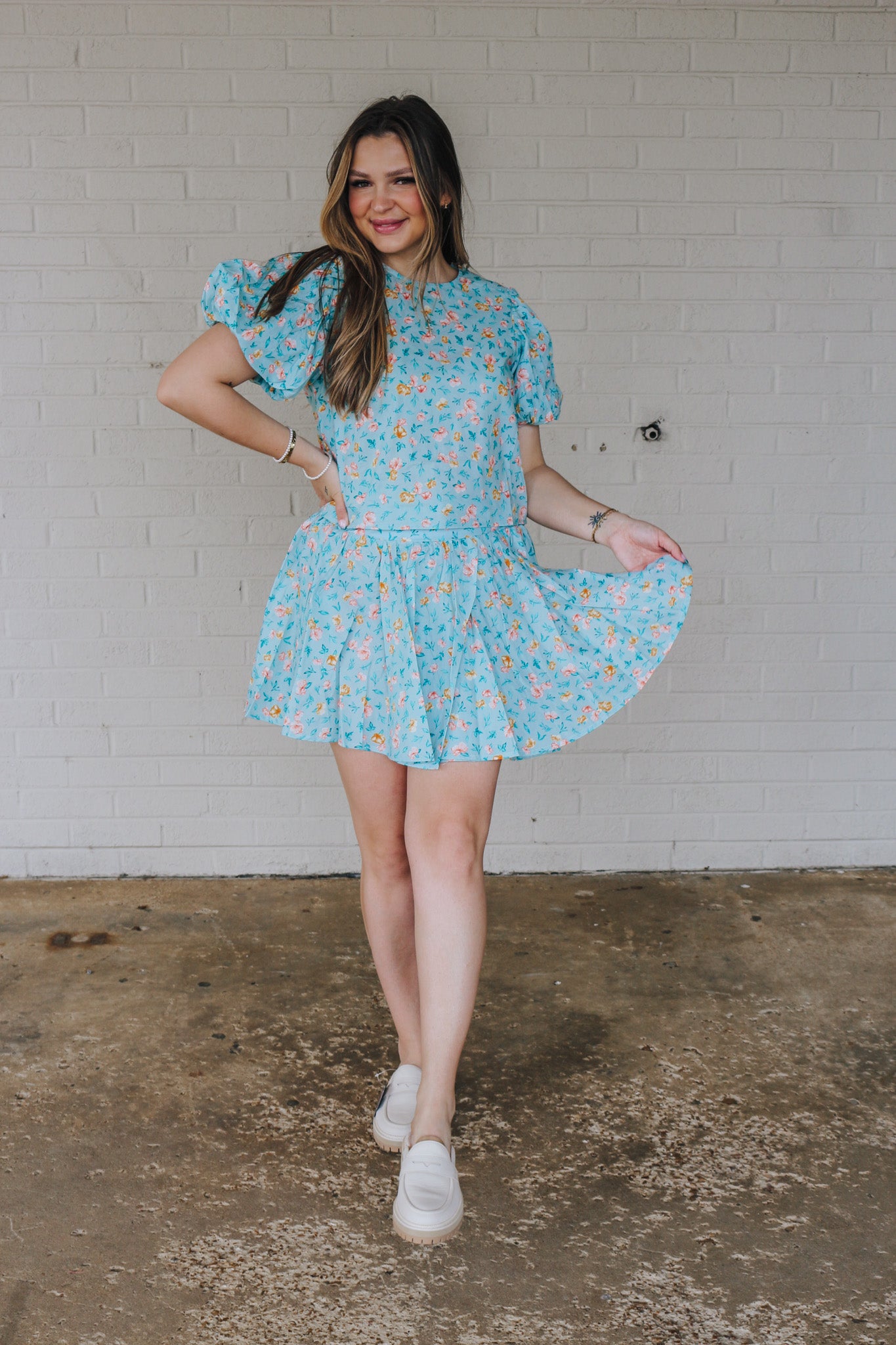 Sweet Secret Blue Floral Skirt