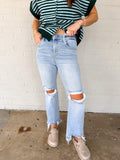 Harley High Rise Crop Straight Leg Risen Jeans