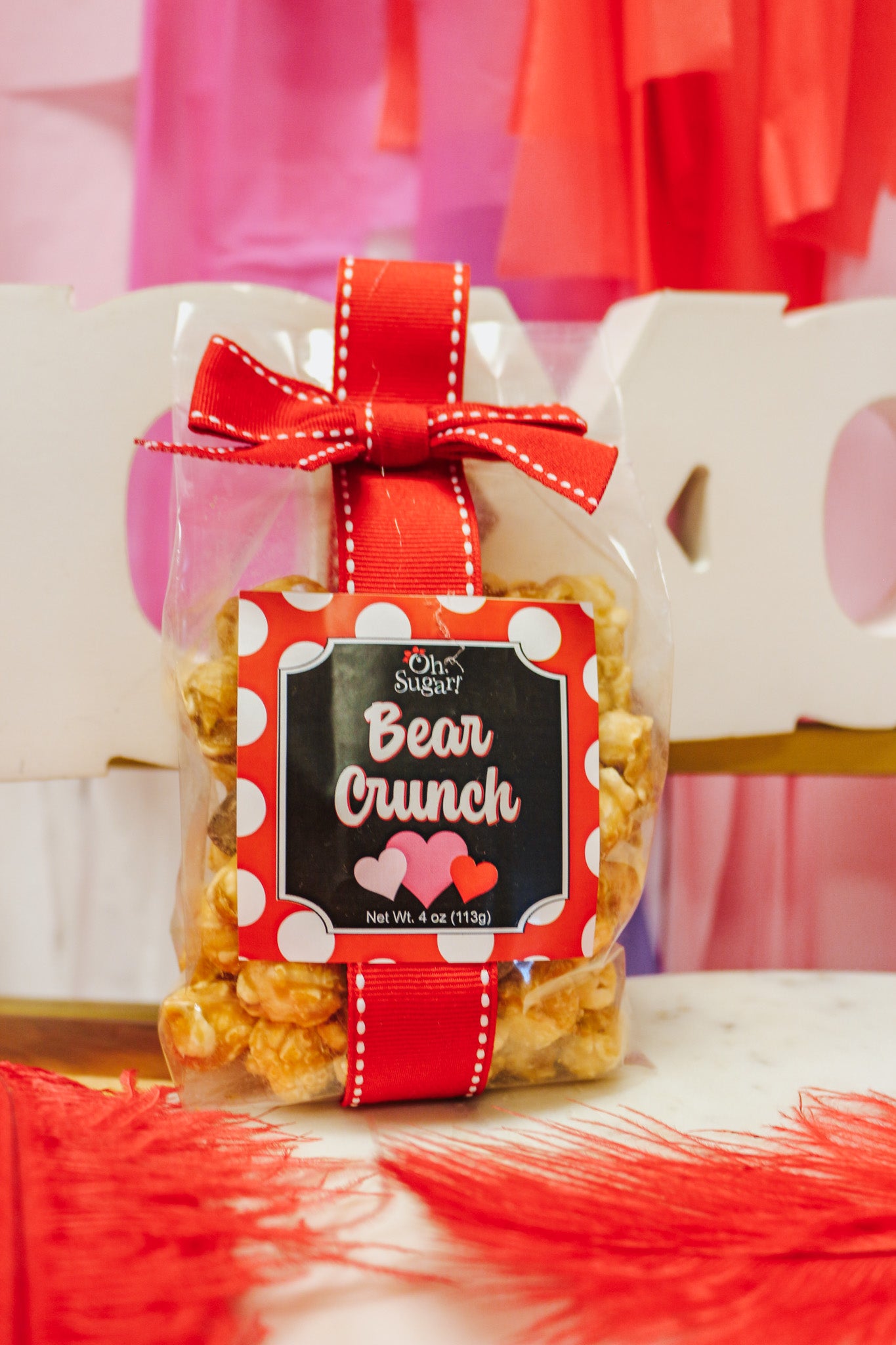 Valentine Bear Crunch 4oz Cello Bag