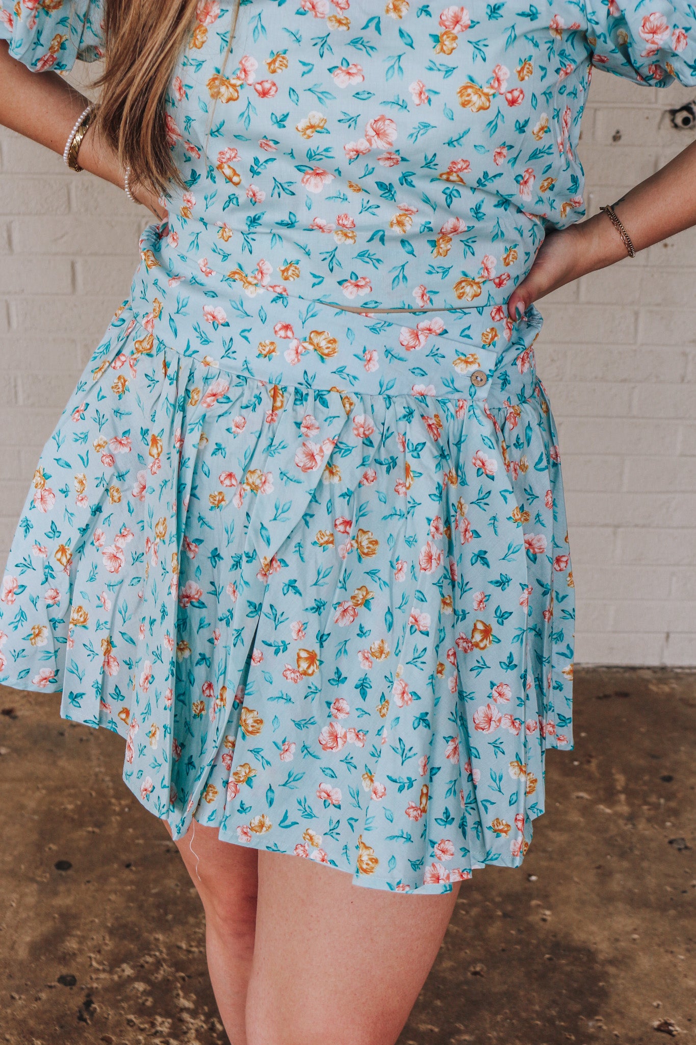 Sweet Secret Blue Floral Skirt