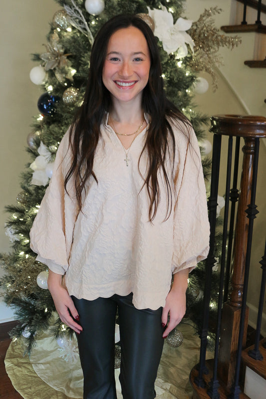 Lost In Motion Natural Textured Blouse