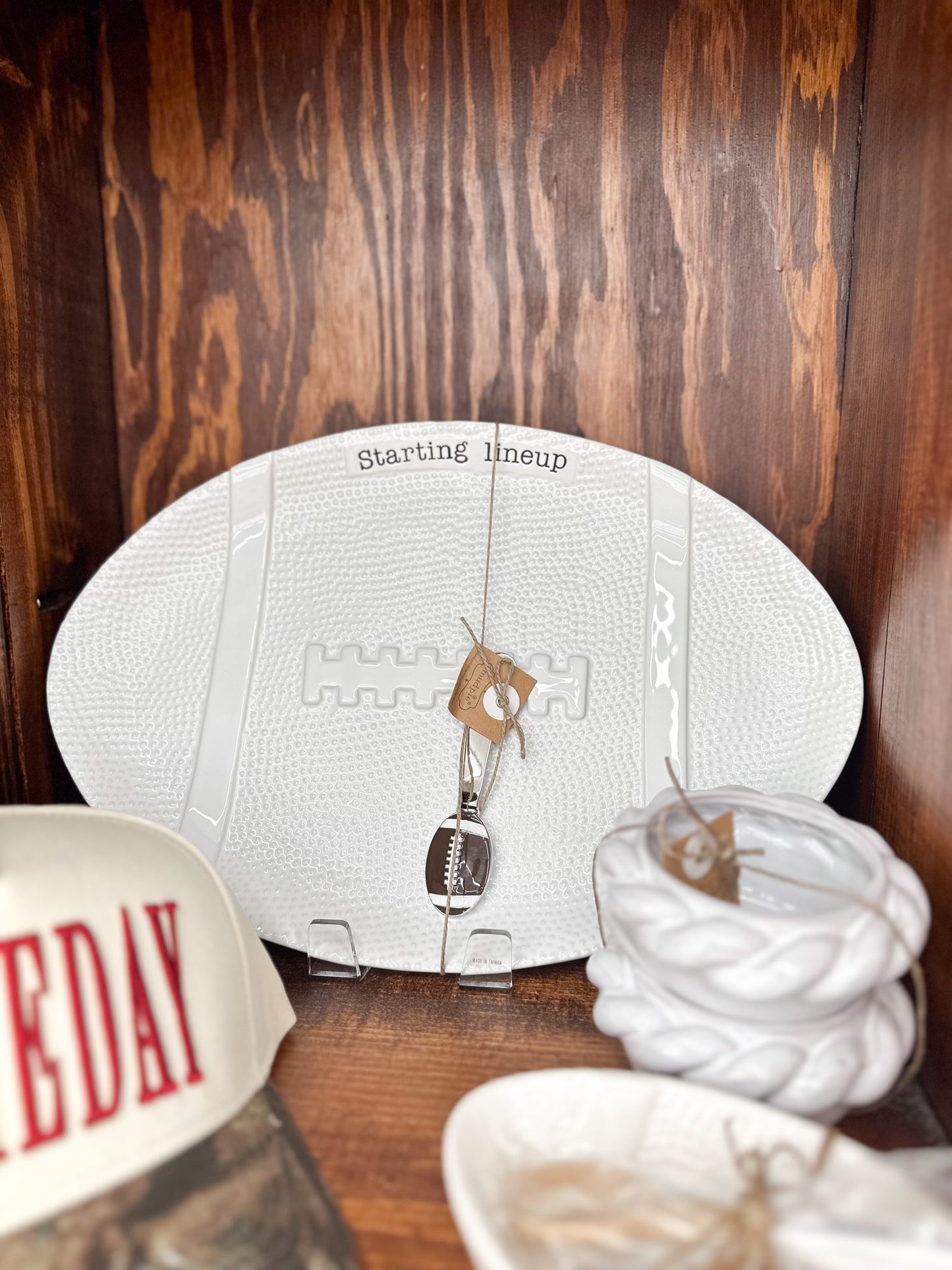 White Football Platter