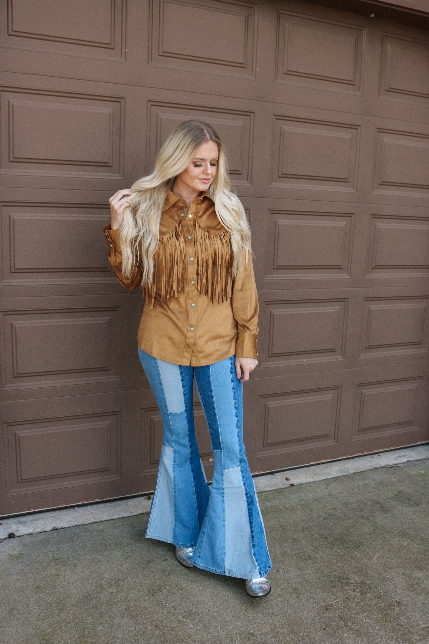 Wrangler X Lainey Wilson Camel Brown Fringe Top