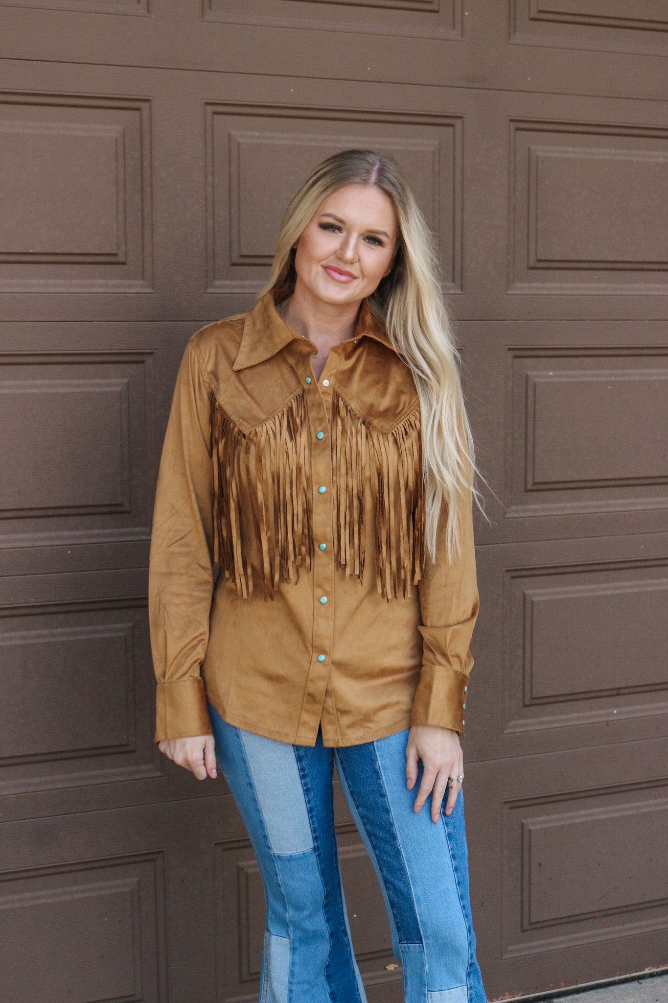 Wrangler X Lainey Wilson Camel Brown Fringe Top