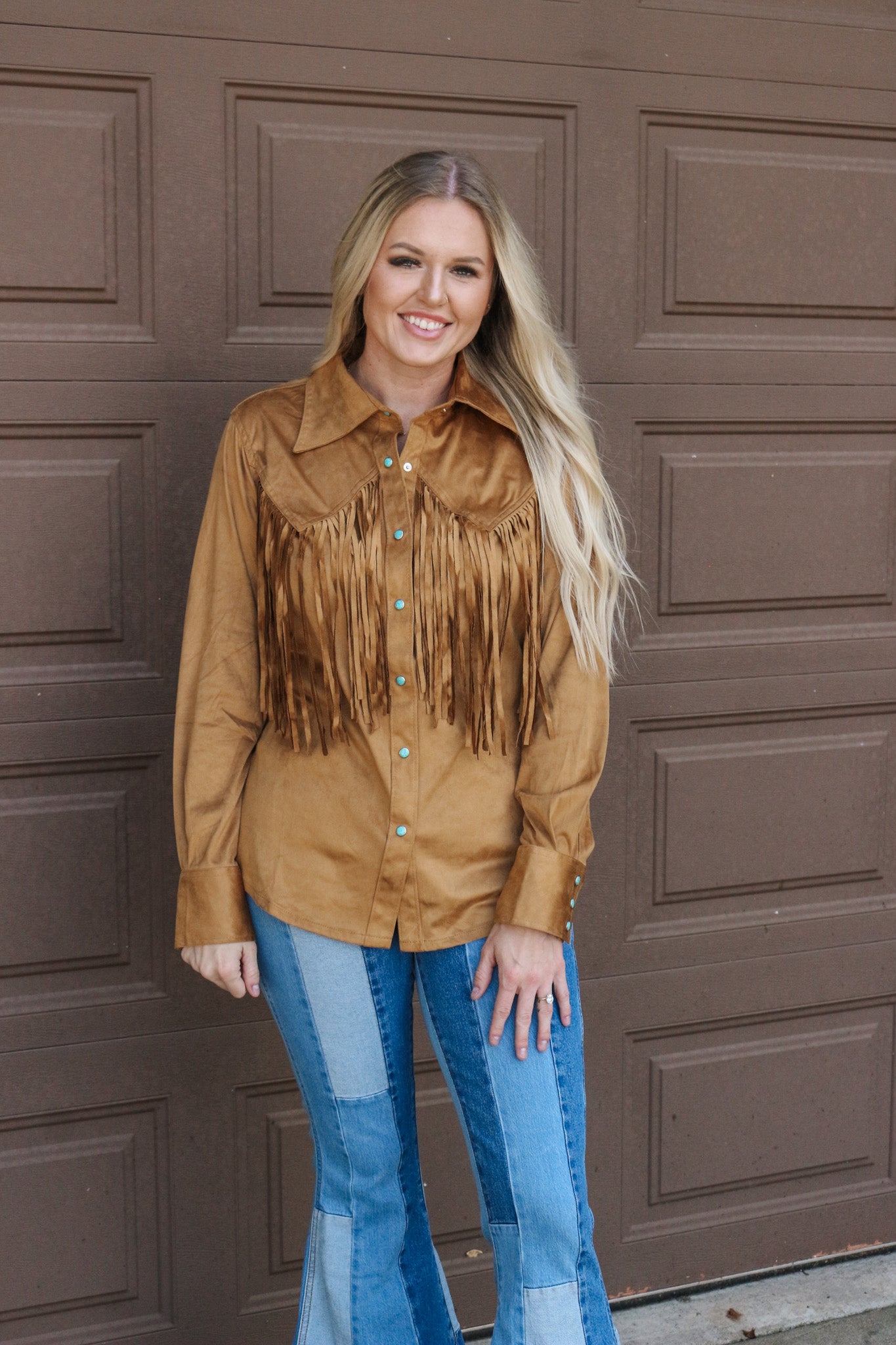 Wrangler X Lainey Wilson Camel Brown Fringe Top