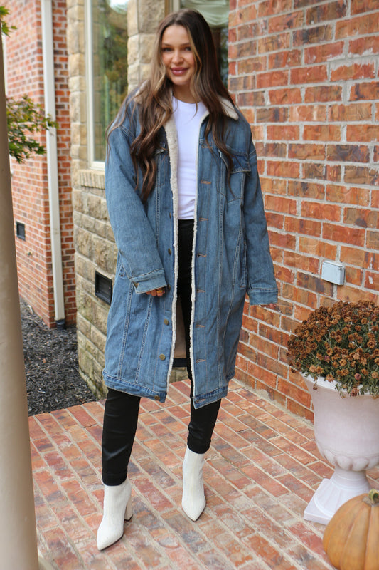 Dallas Denim Sherpa Long Jacket