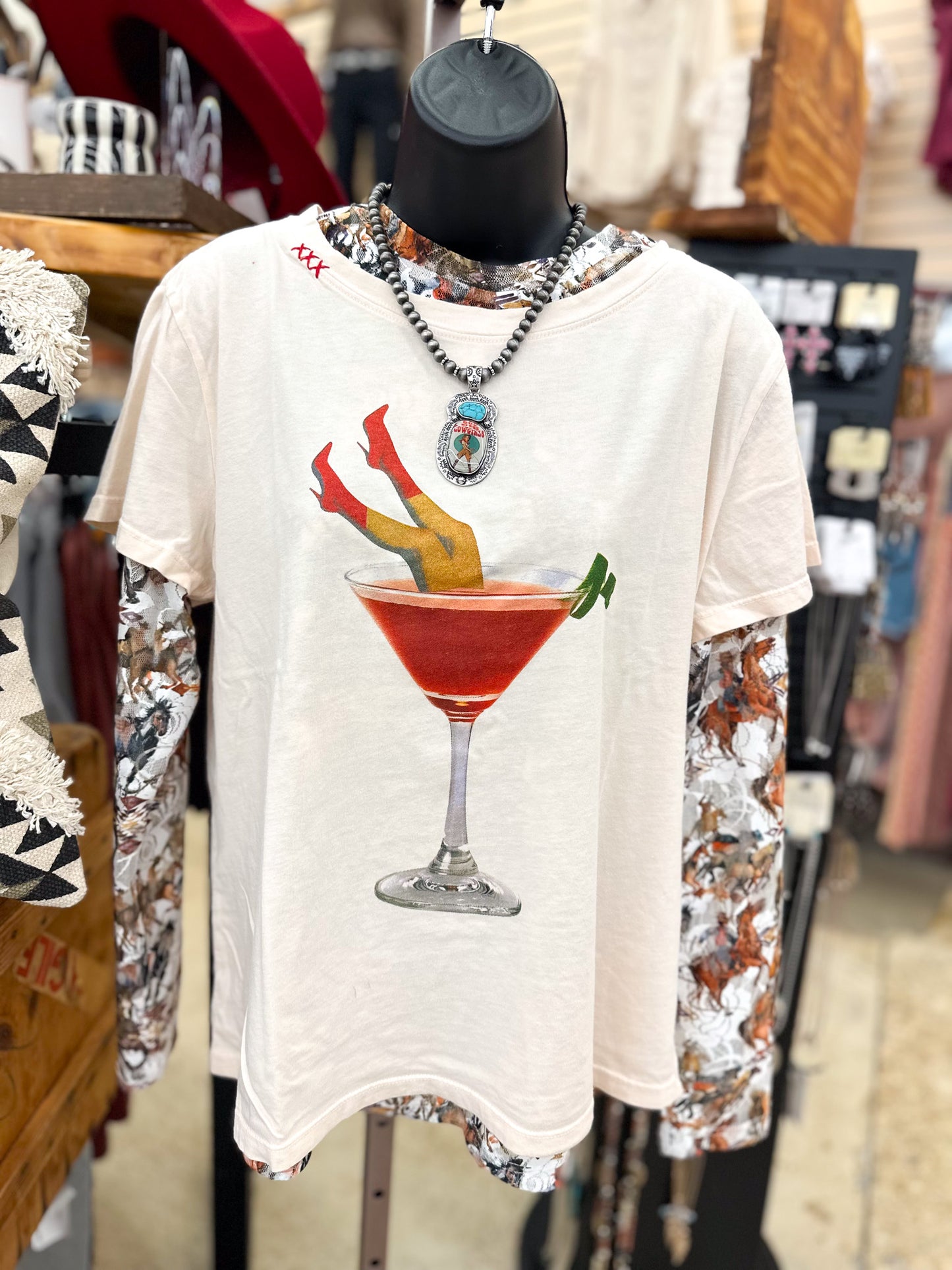 Martini Legs Cream Graphic Tee