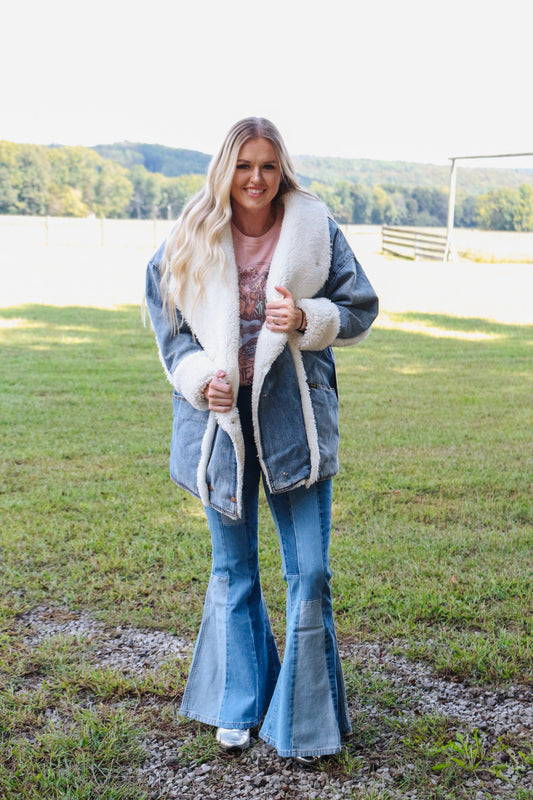 Wrangler X Lainey Wilson Denim Fur Coat