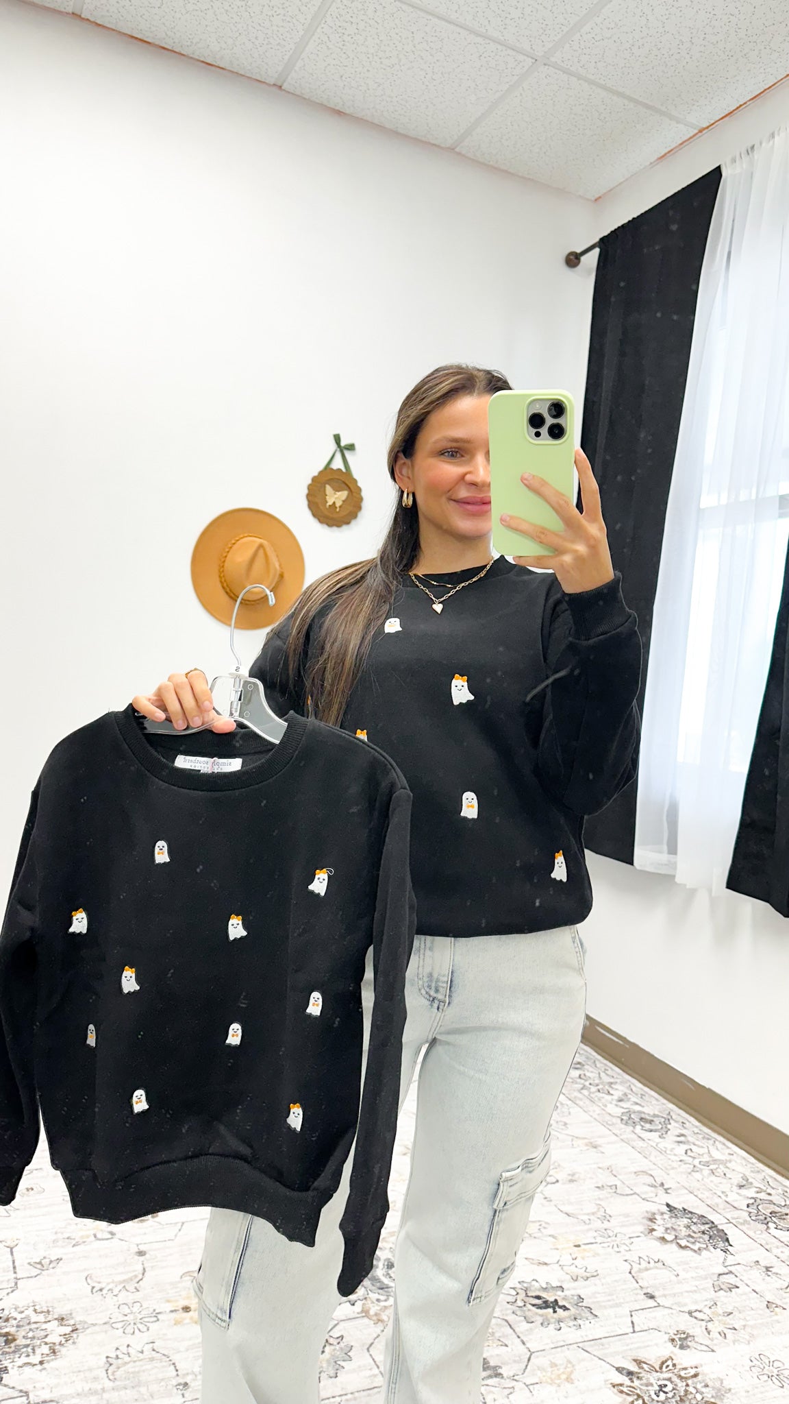 Sequin Ghost Black Adult Sweatshirt