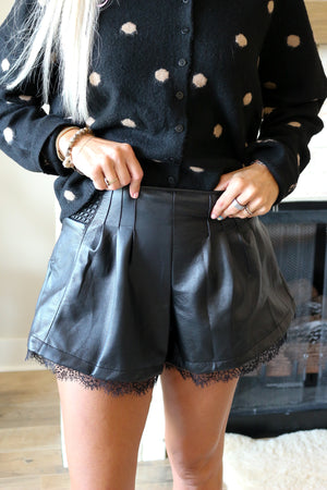 Professional Shopper Black Leather Lace Shorts