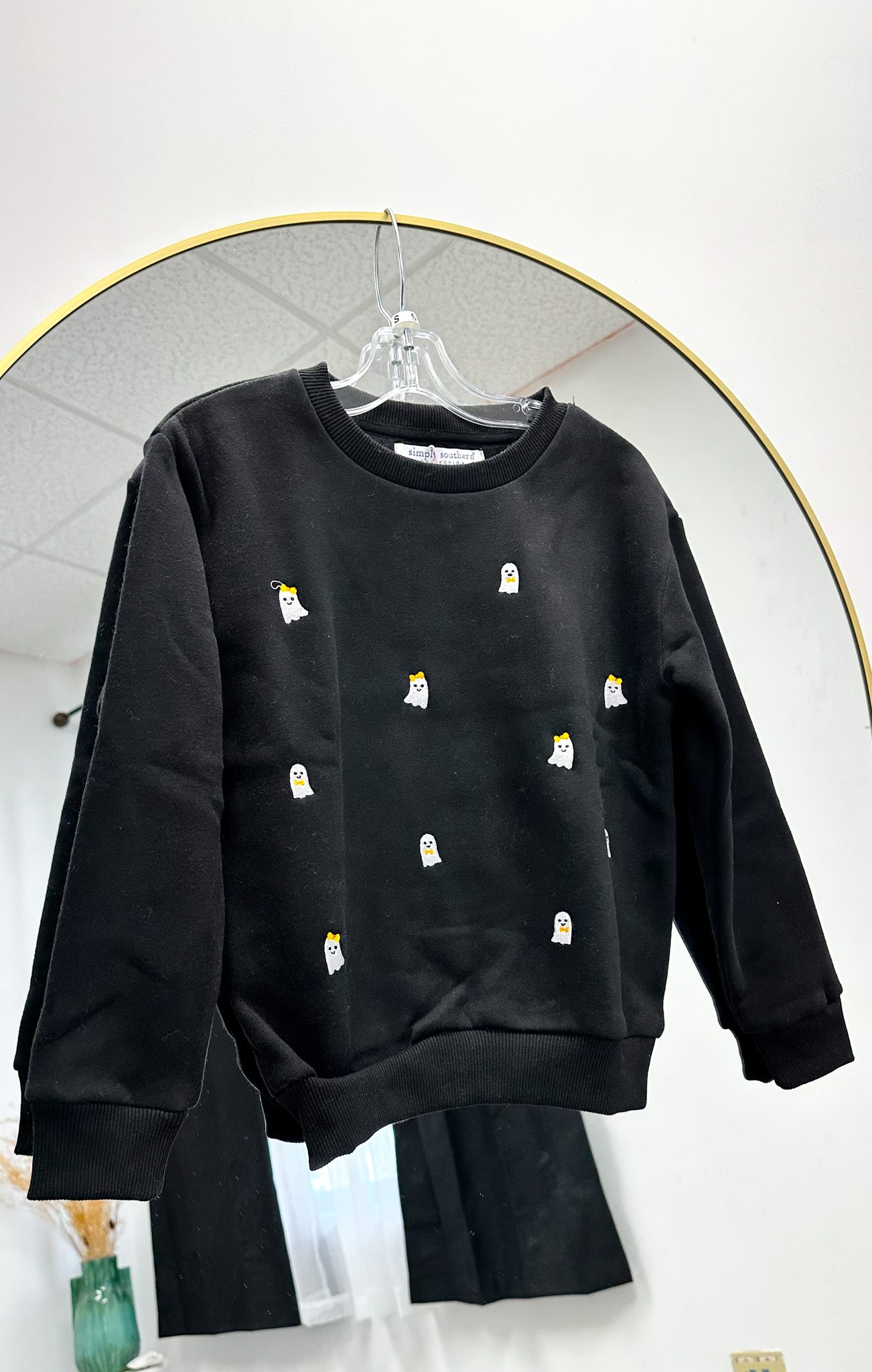 Sequin Ghost Youth Kids Black Sweatshirt