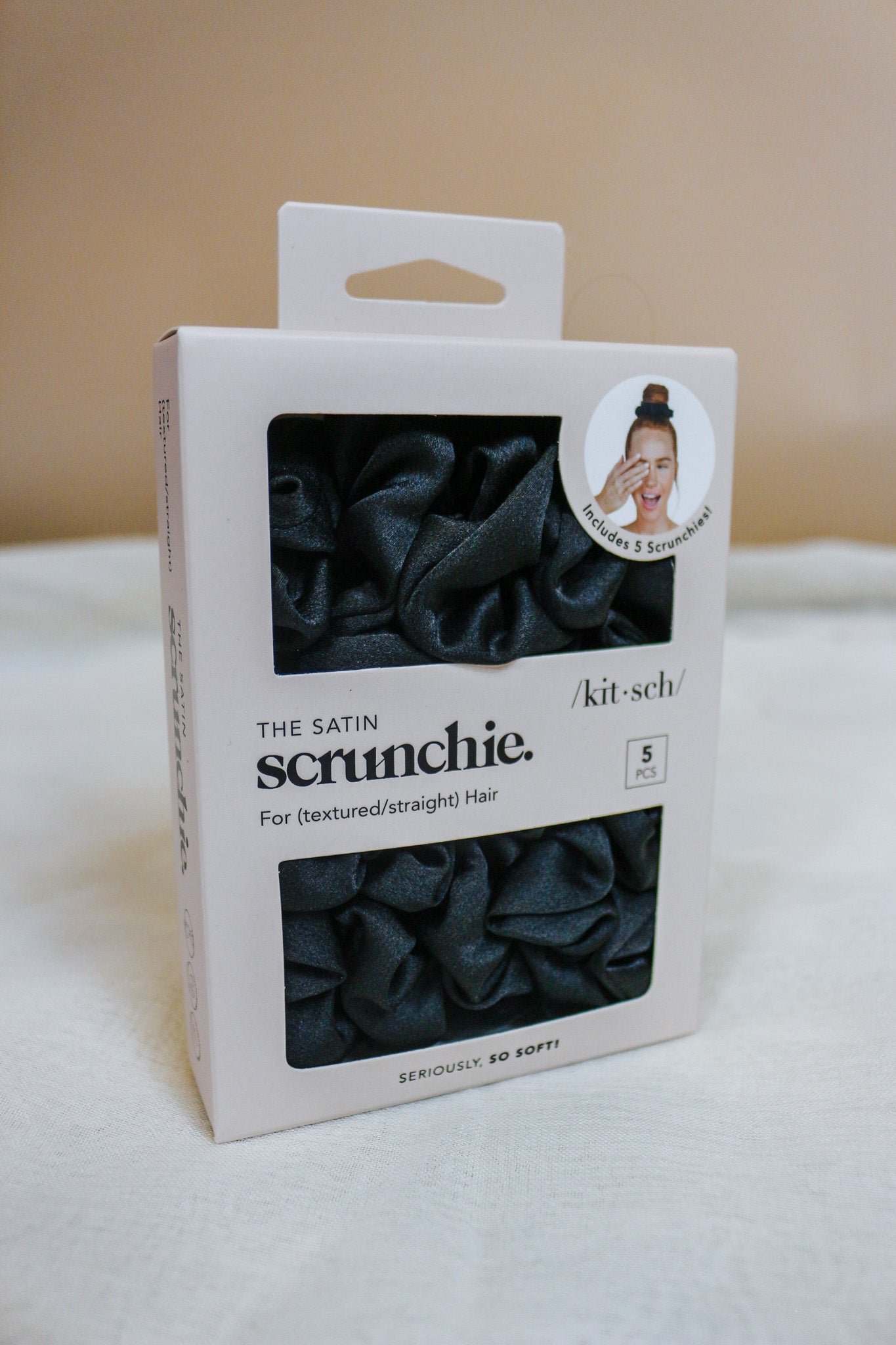 Satin Sleep Scrunchies 5pc - Black