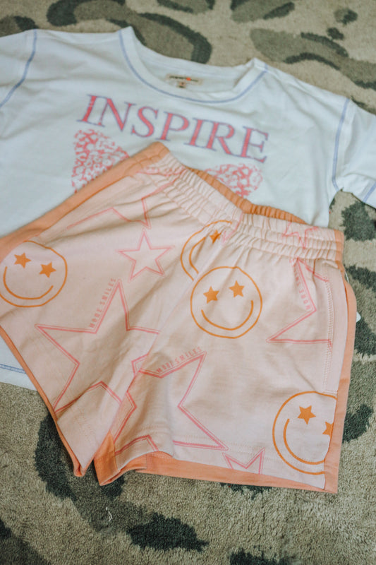 Youth Smiley Star Coral Shorts