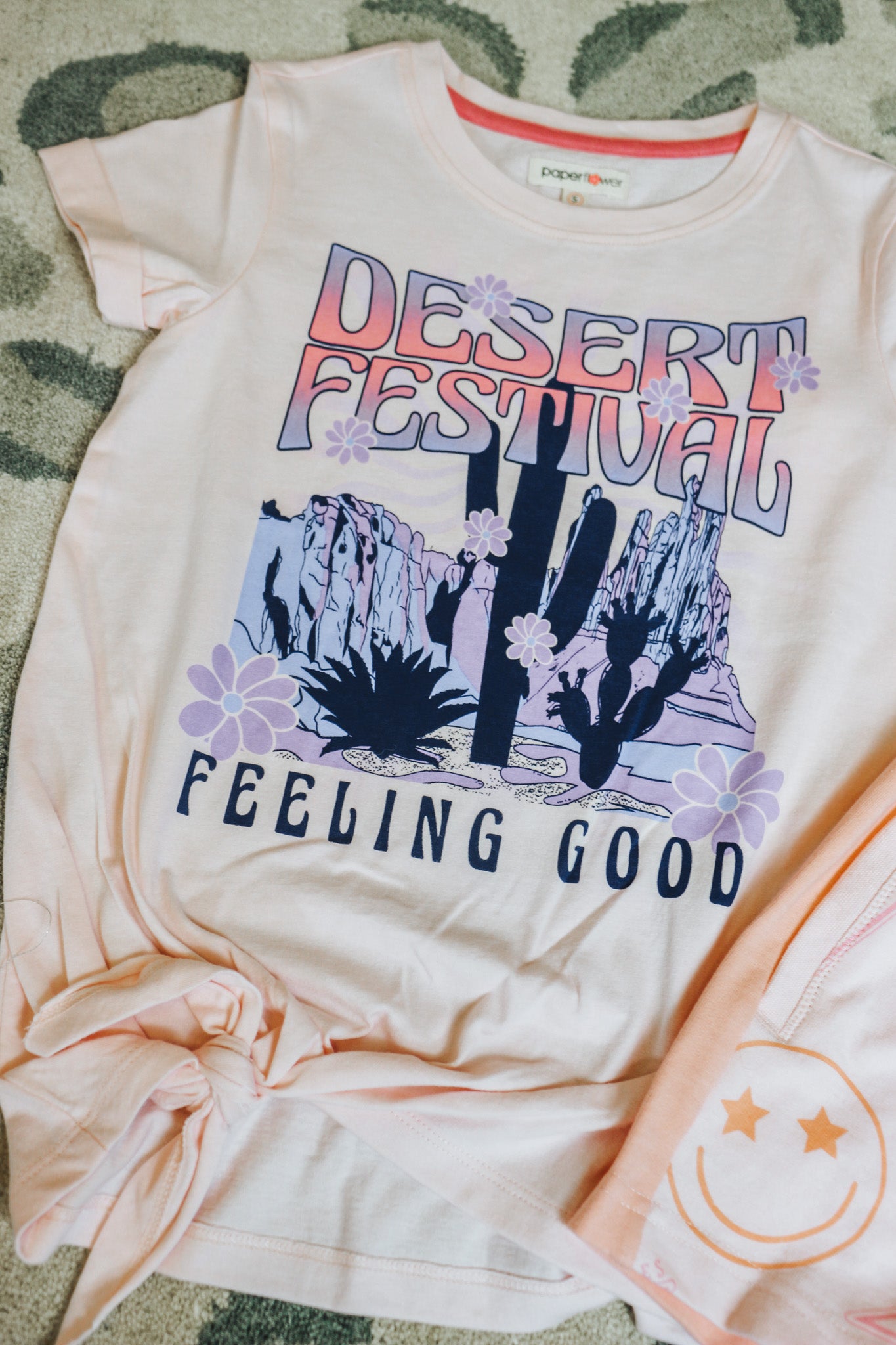 Desert Festival Front Back Girls Light Pink Graphic Tee