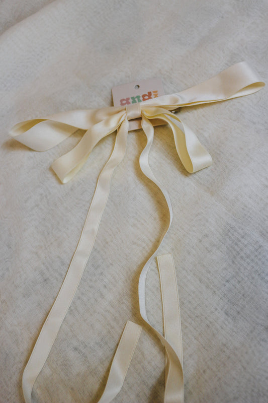 Addison Cream Hair Bow Extra Long