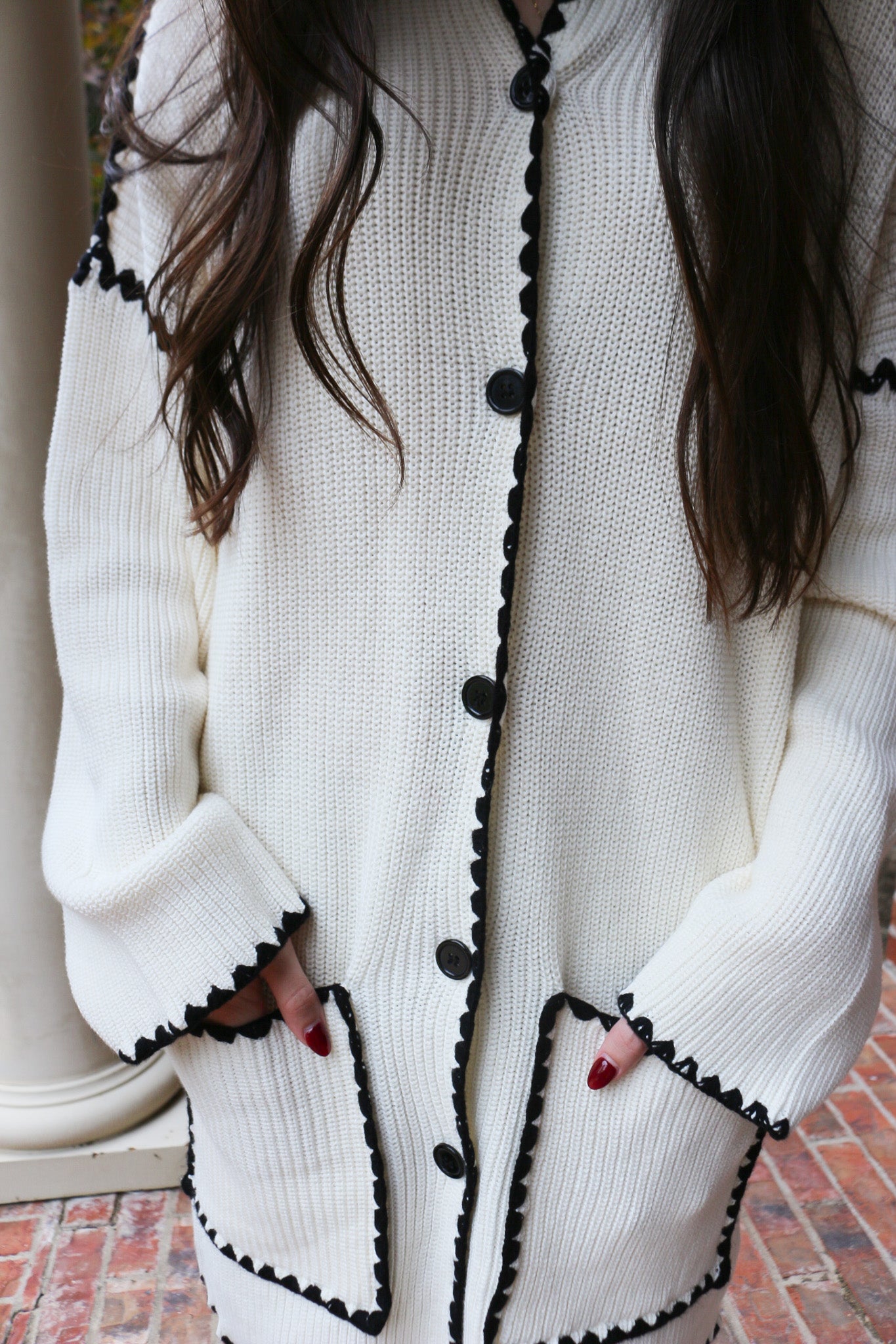 Edgy Attitude Tarla Cream Black Sweater Dress