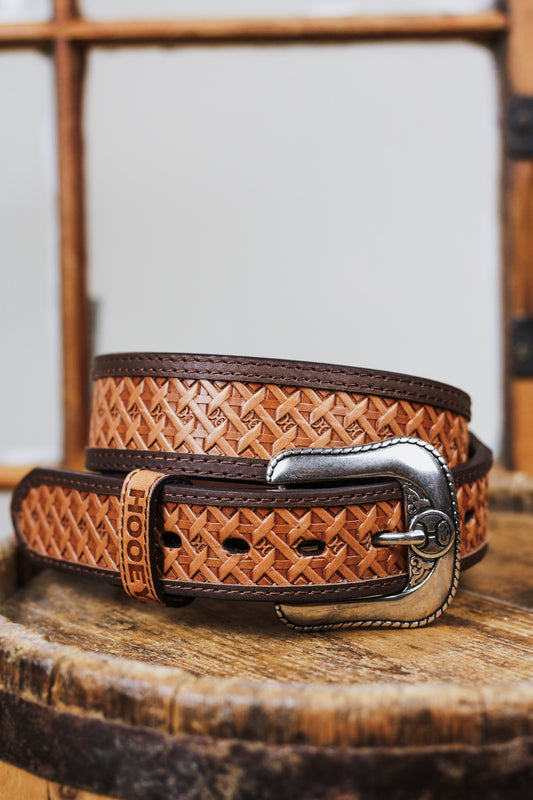 Hooey Men's Hands-Up Basket Weave Classic Belt - Tan