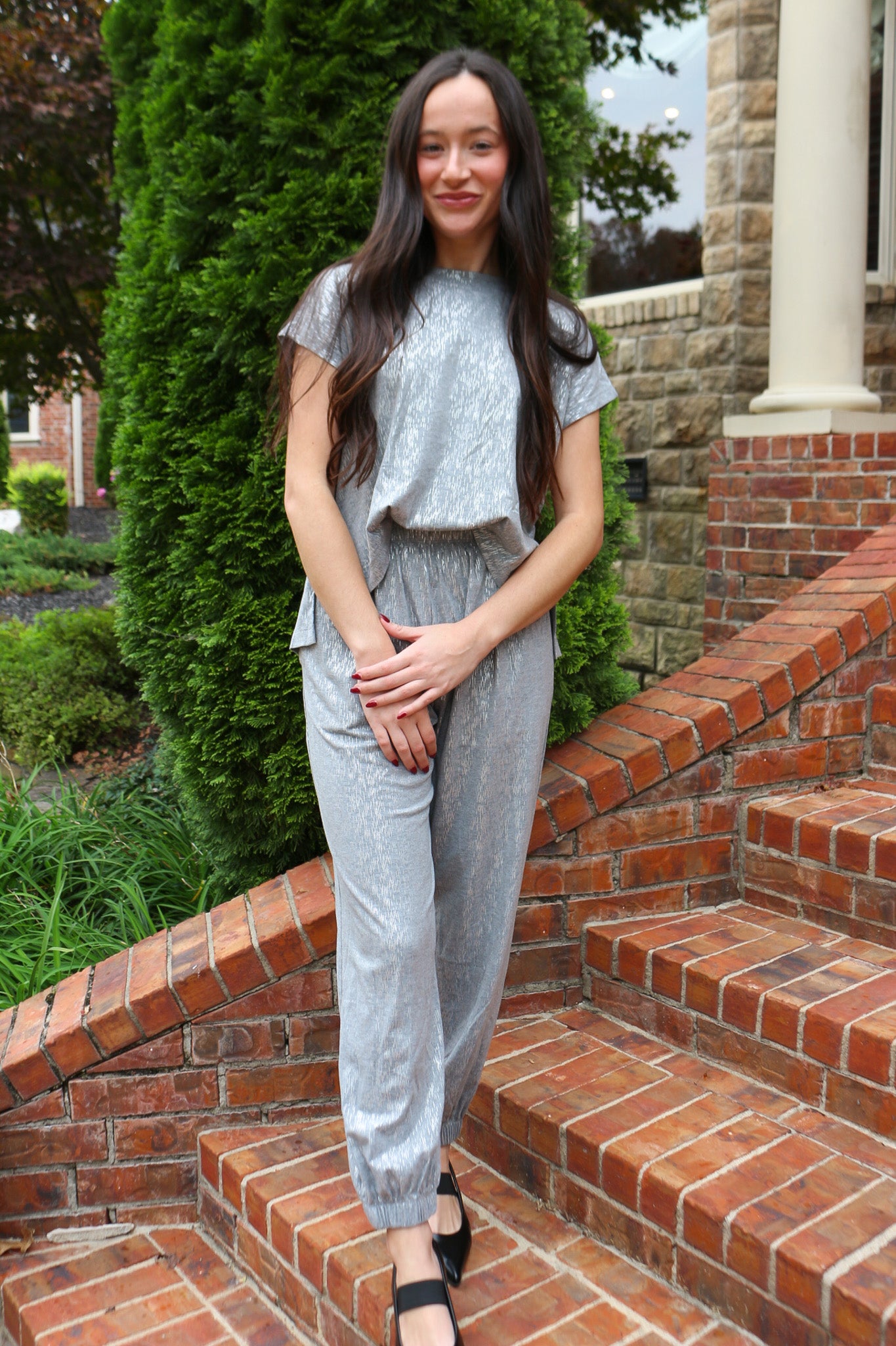 Refined Elegance Silver Jumpsuit