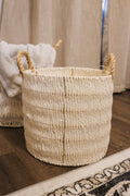 Mud Pie White Wicker Baskets - 2 Sizes