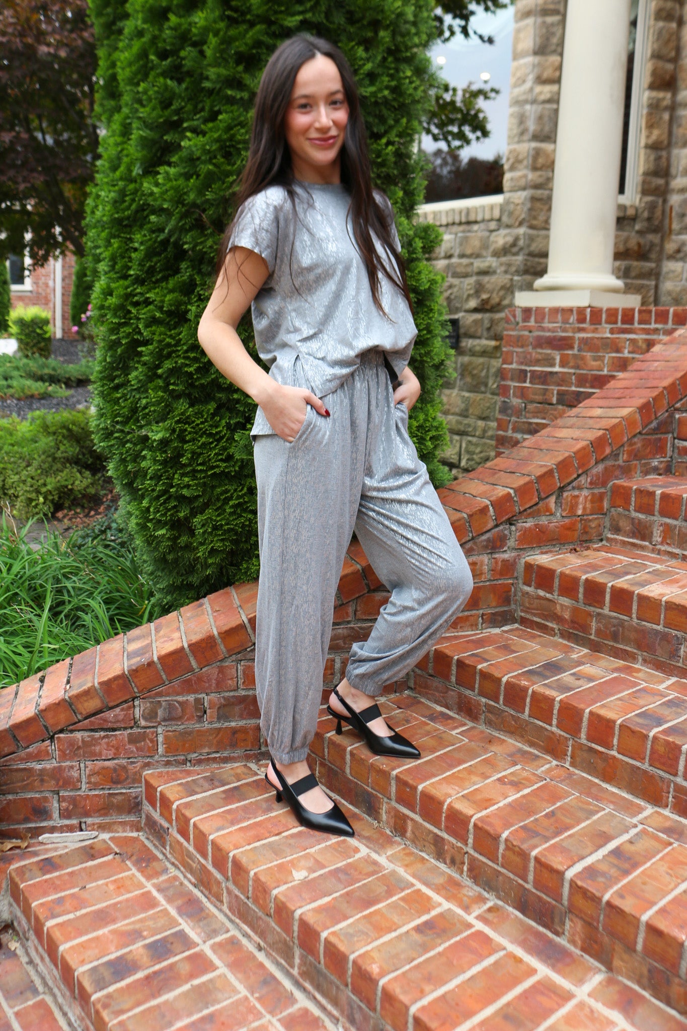 Refined Elegance Silver Jumpsuit