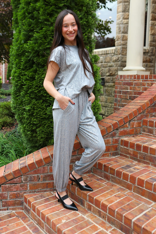 Refined Elegance Silver Jumpsuit