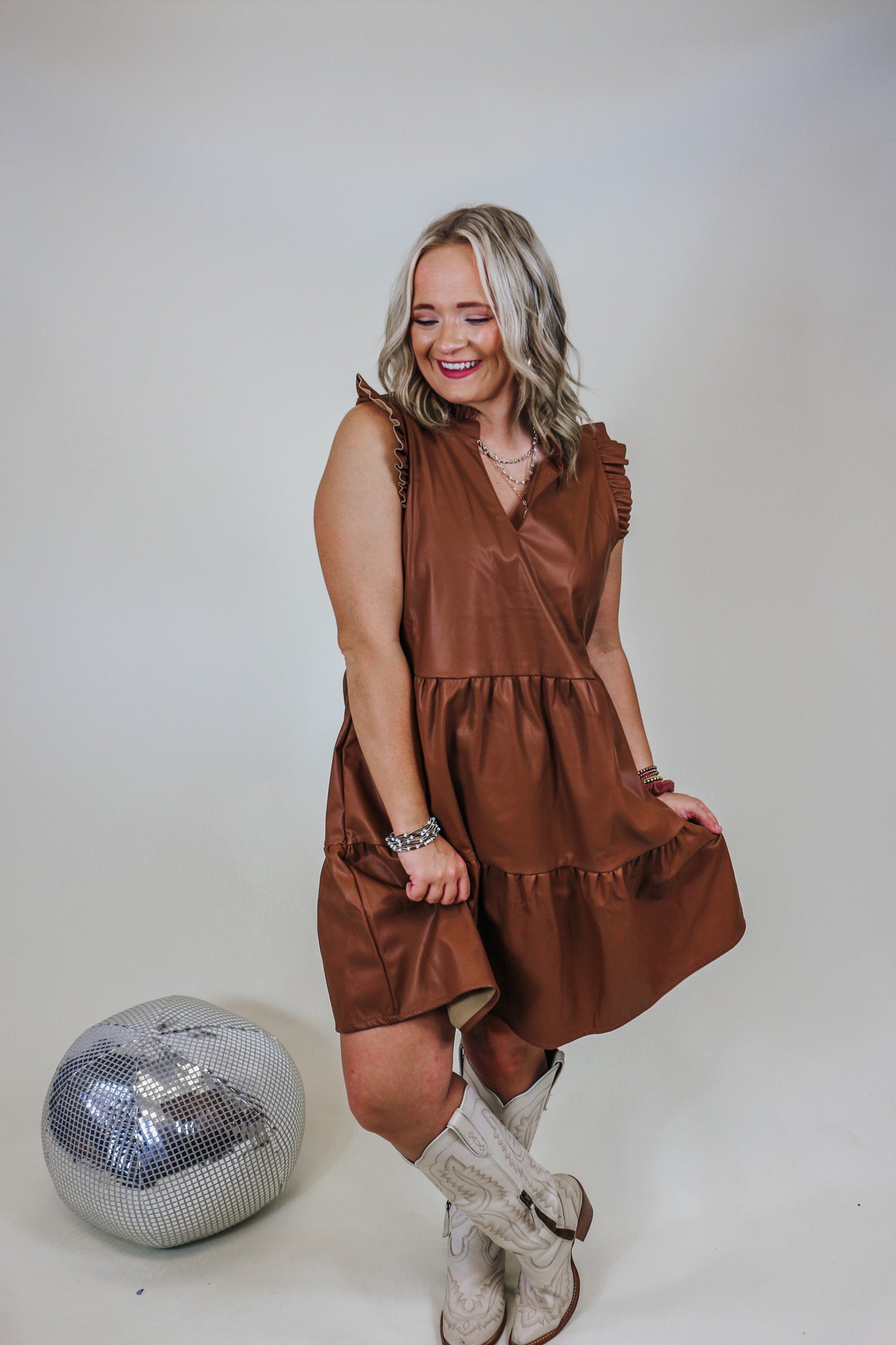 Tabitha Tan Leather Dress