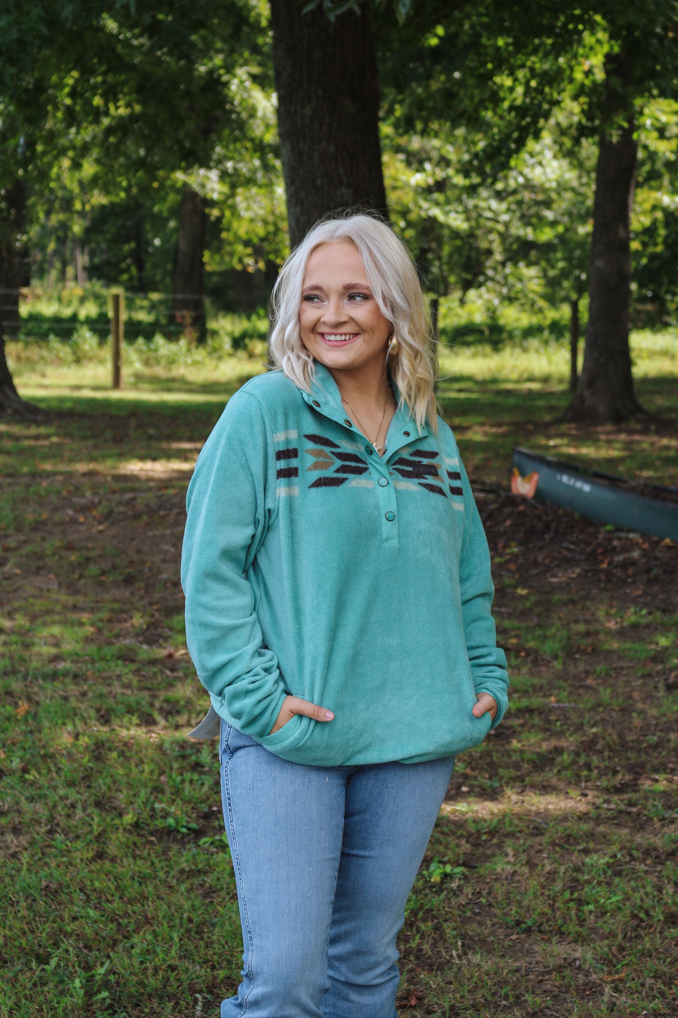 Cinch Womens Fleece Pullover- Turquoise