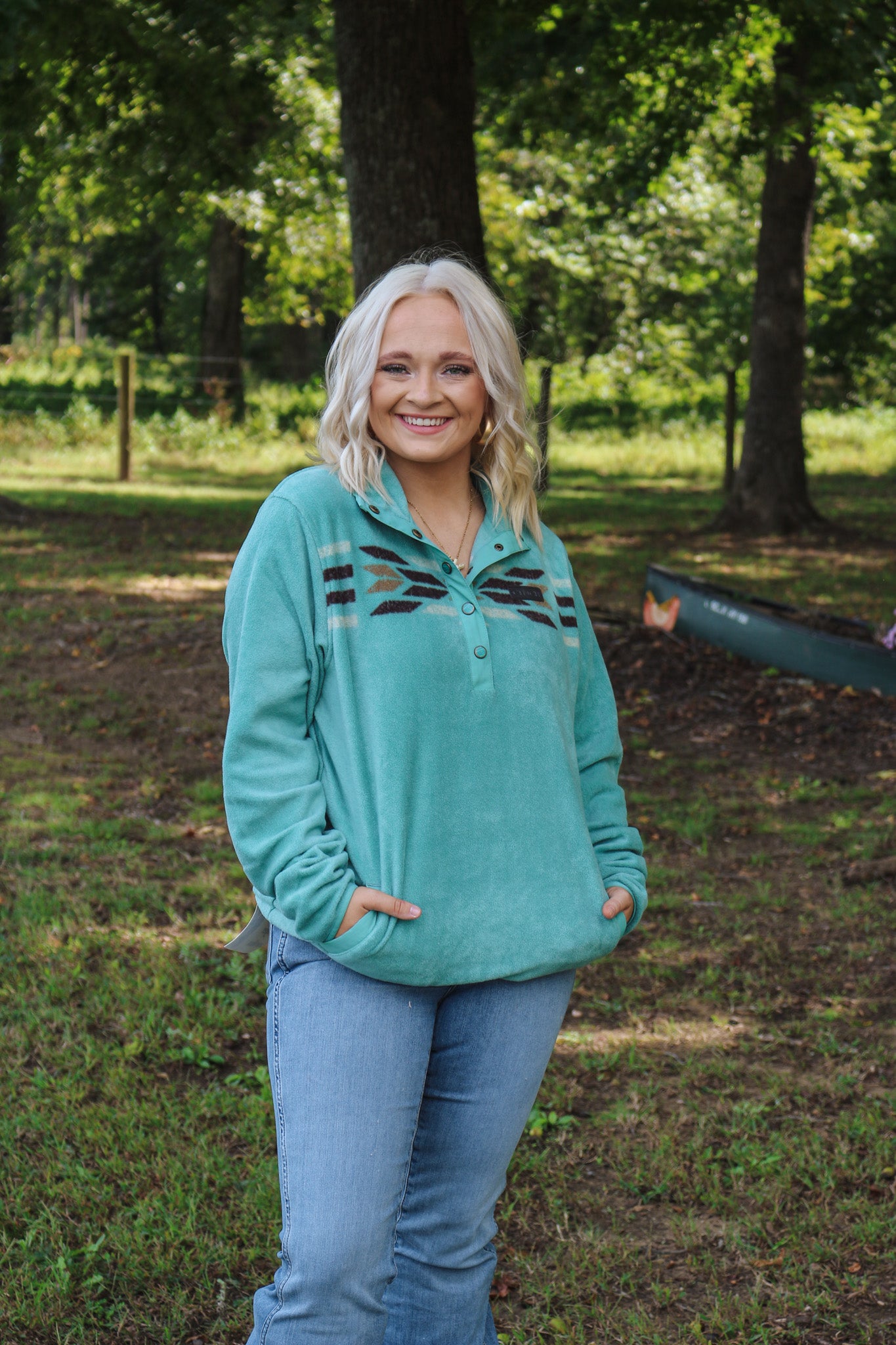 Cinch Womens Fleece Pullover- Turquoise