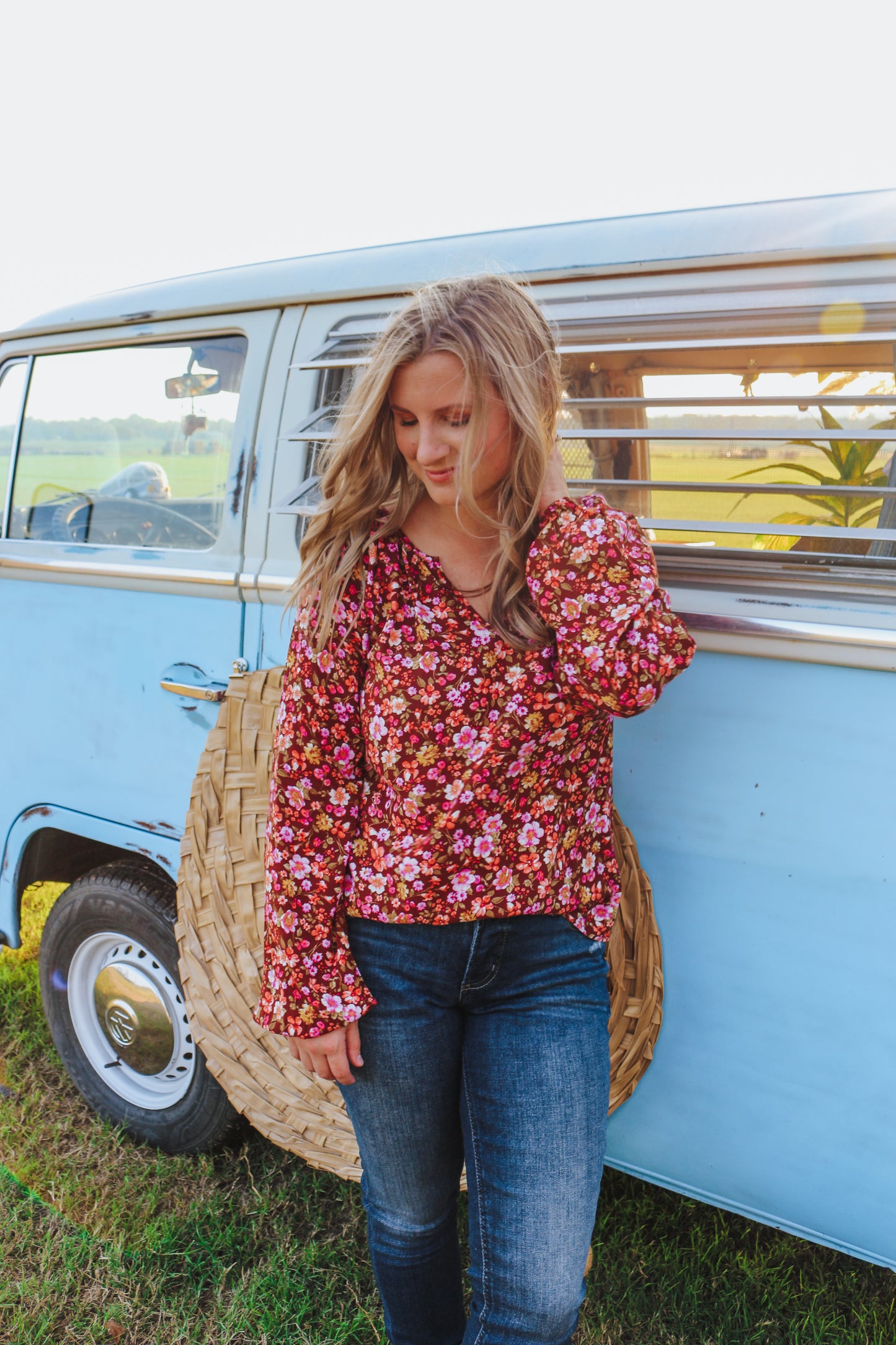 Fun & Flirty Rust Floral Top