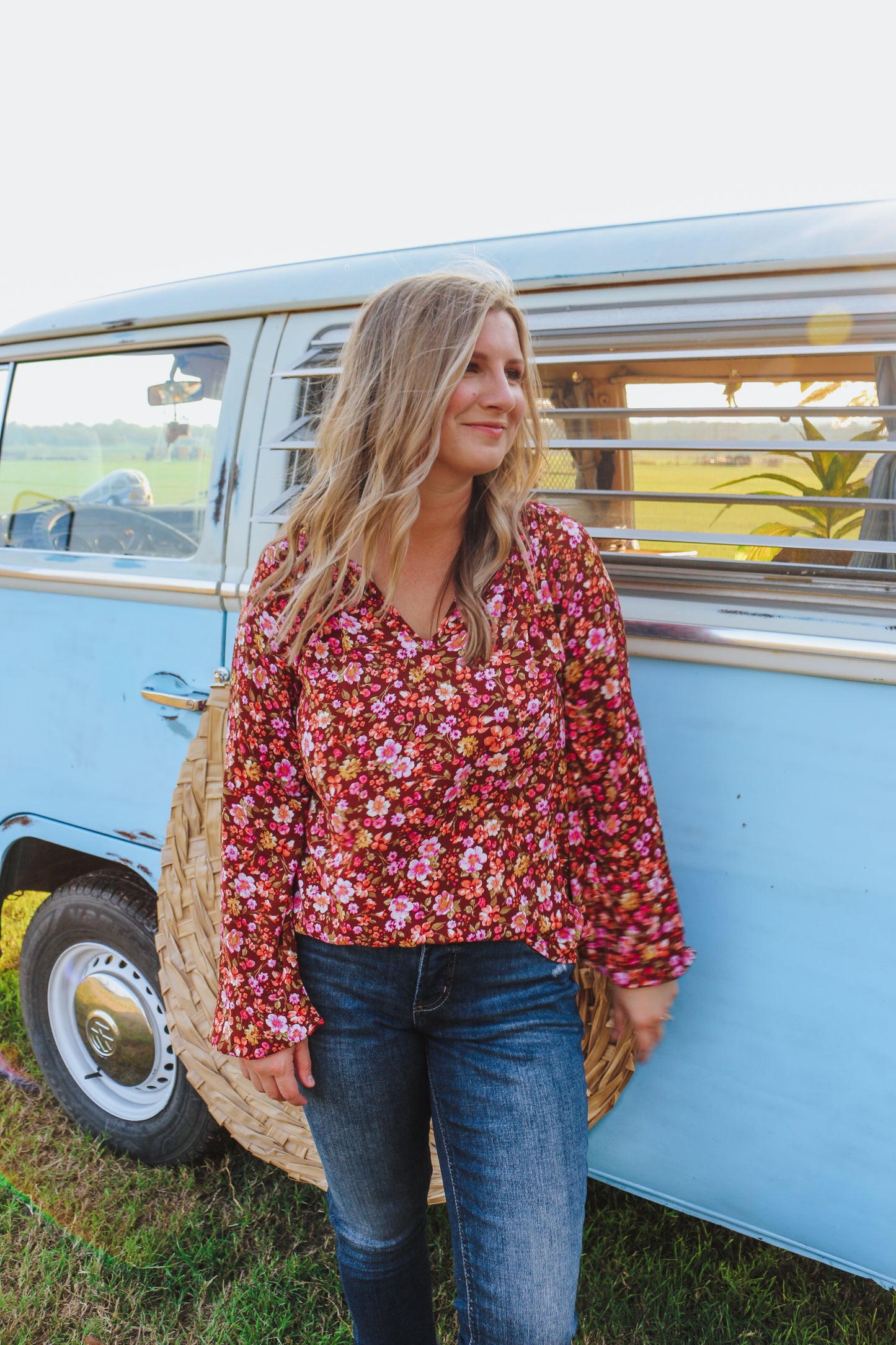 Fun & Flirty Rust Floral Top