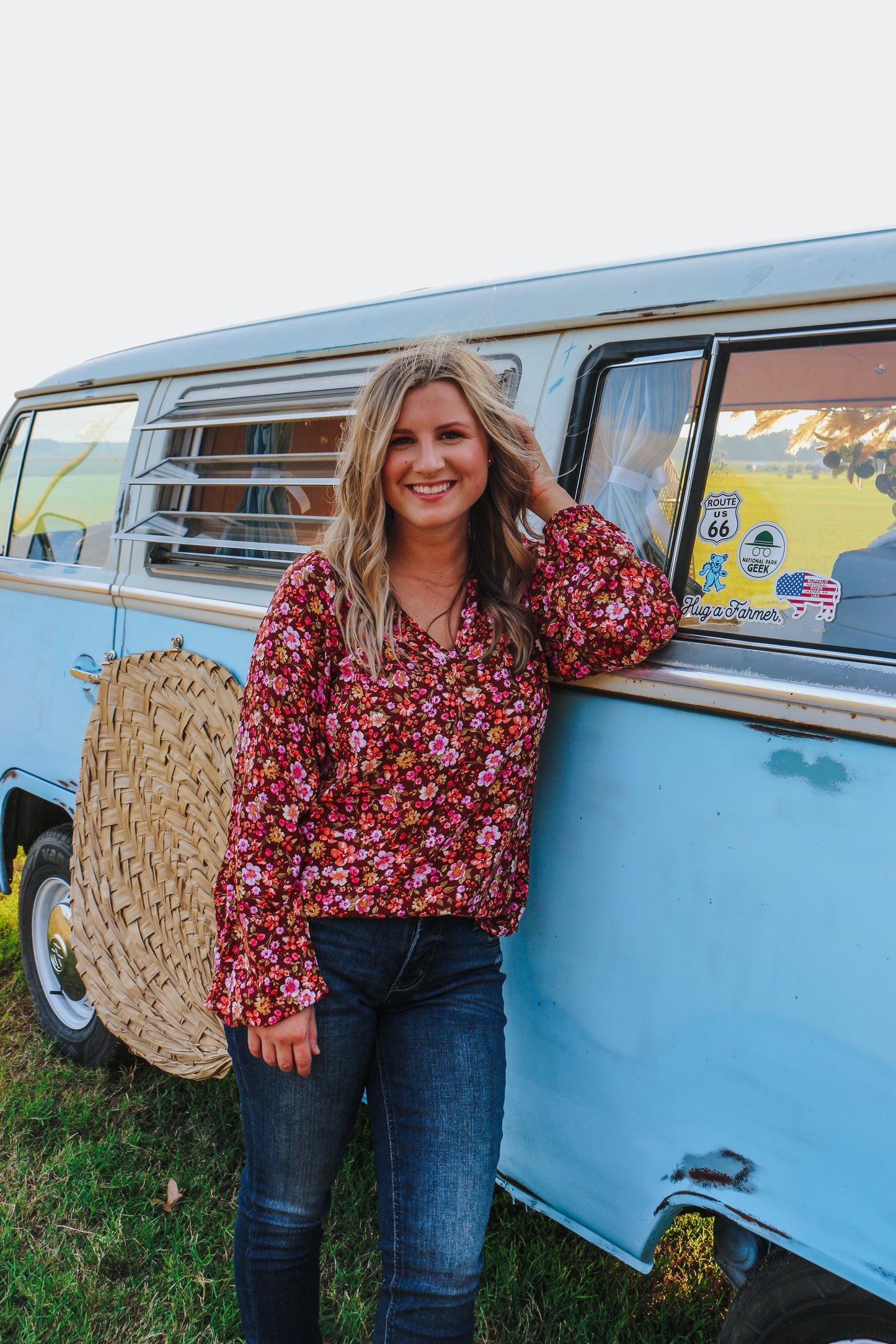 Fun & Flirty Rust Floral Top