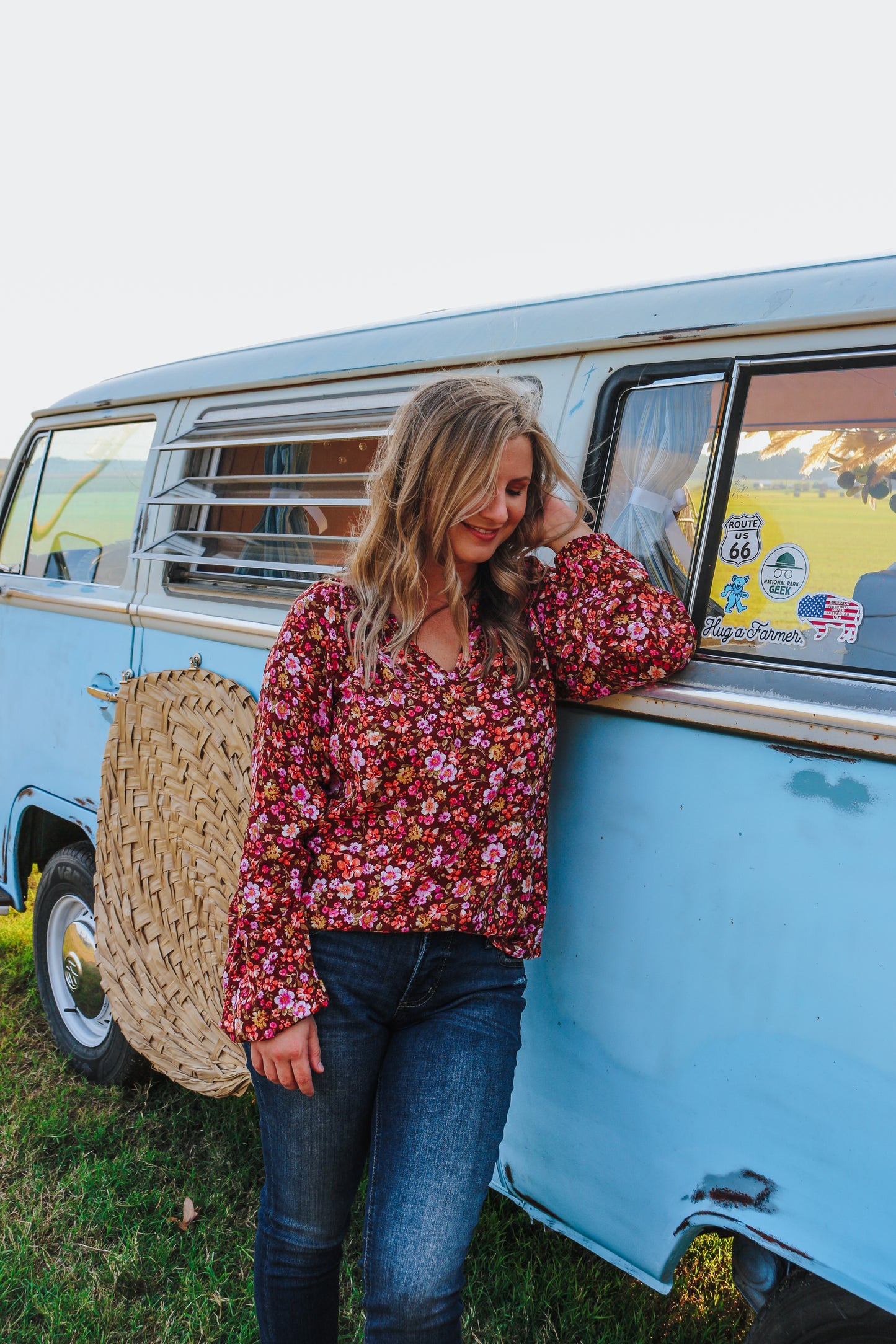 Fun & Flirty Rust Floral Top