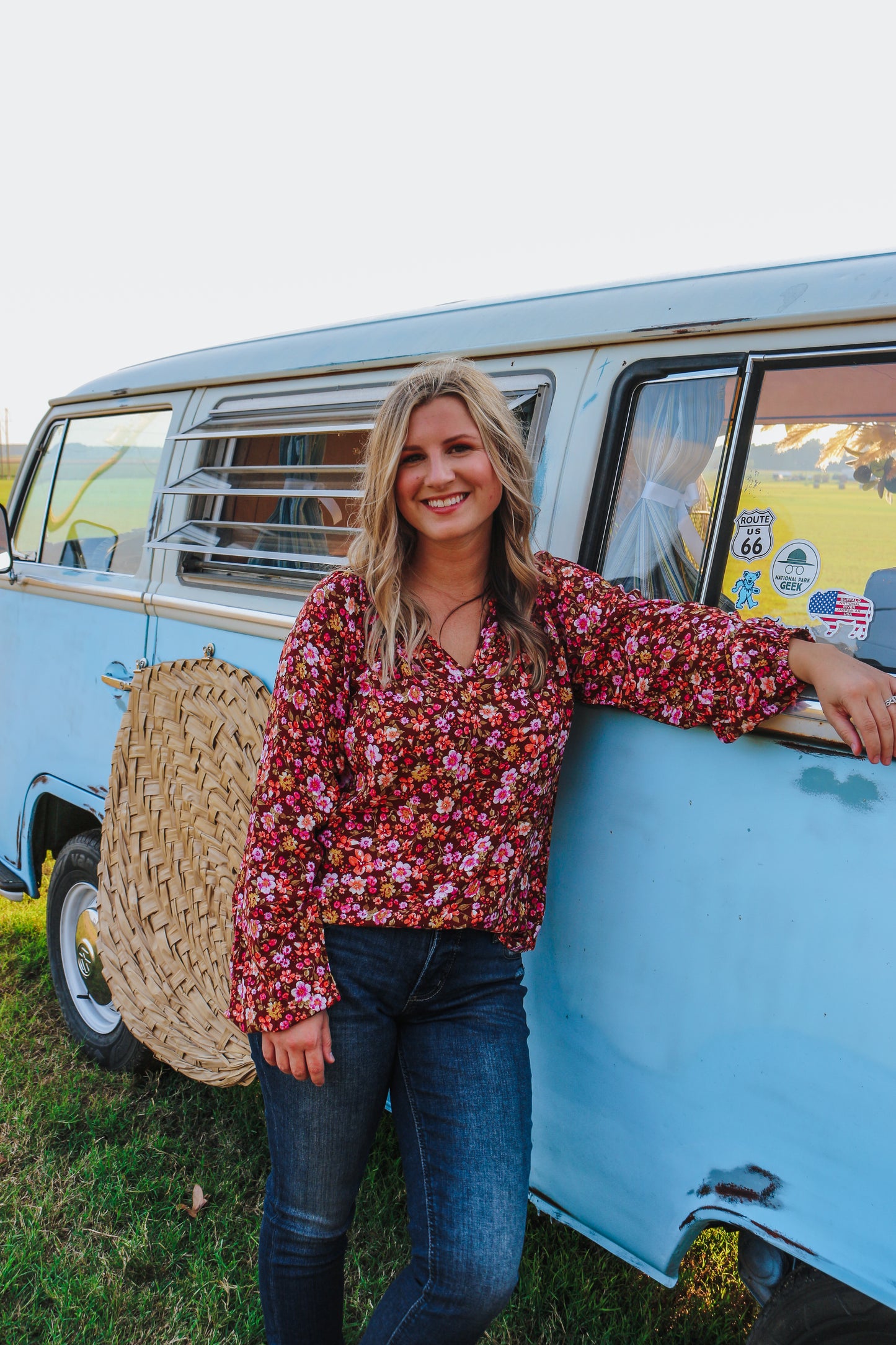 Fun & Flirty Rust Floral Top