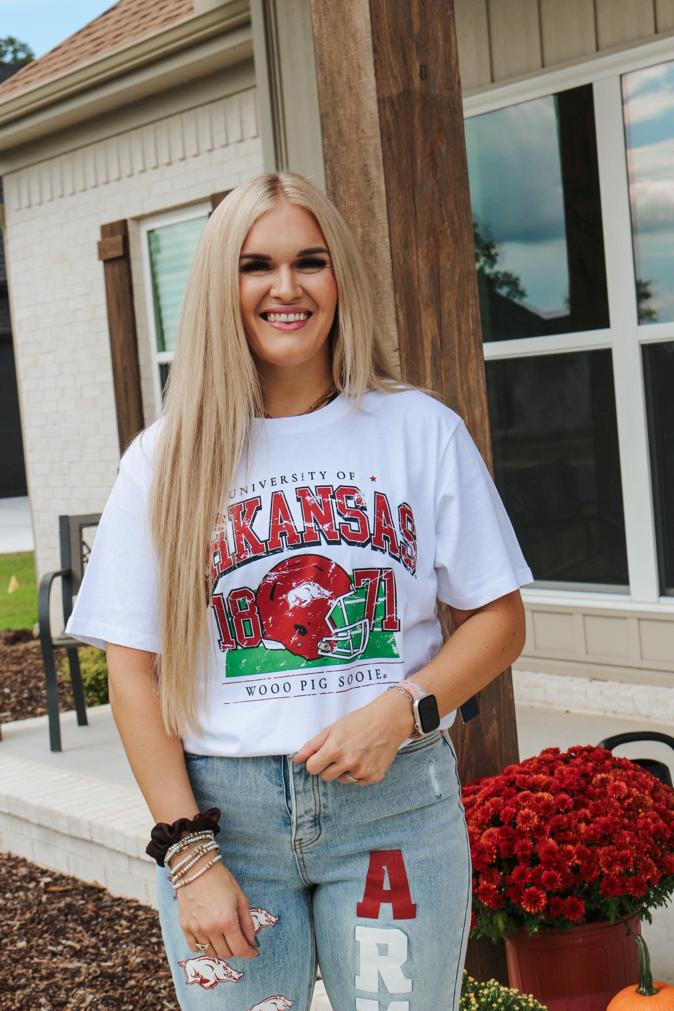 White Arkansas Razorback Graphic Tee