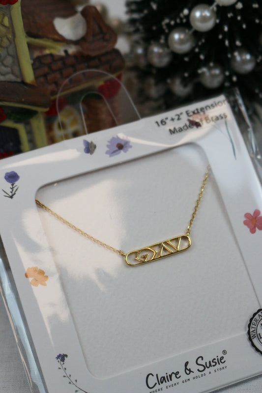Water Resistant God Is Greater Gold Bar Necklace