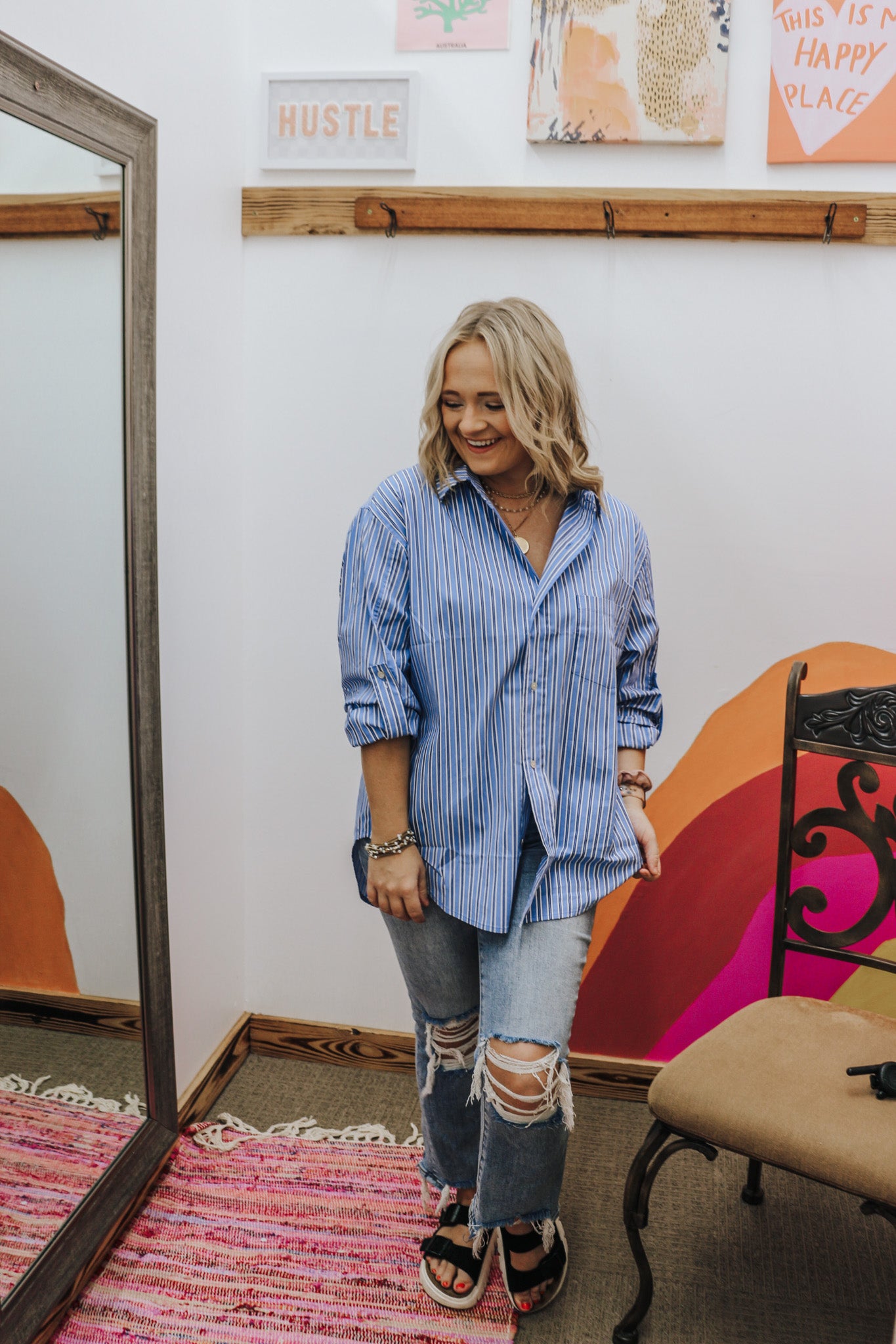 Lola Blue Striped Blouse